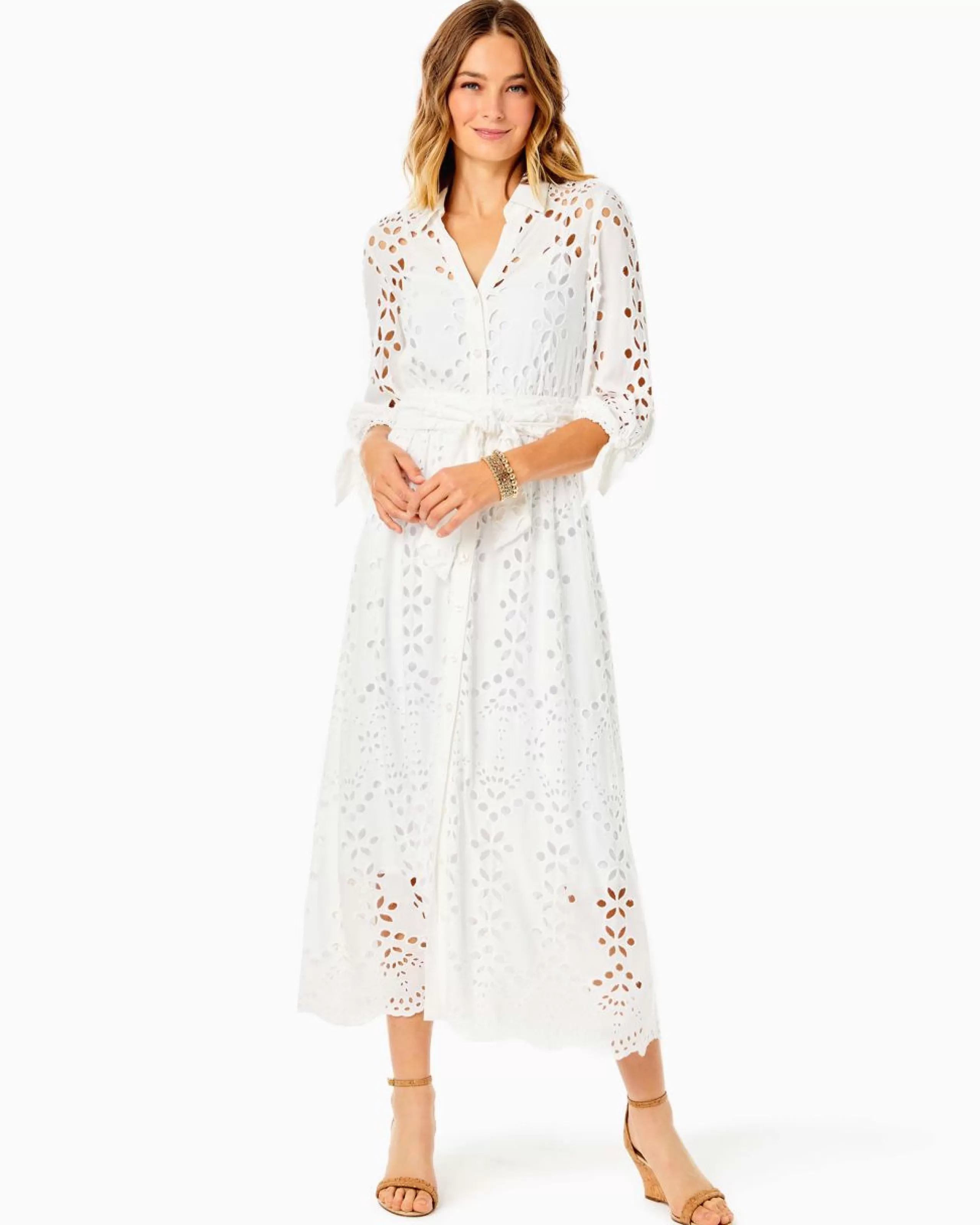 Discount Lilly Pulitzer Amrita Eyelet Midi Dress Resort White Soiree Eyelet