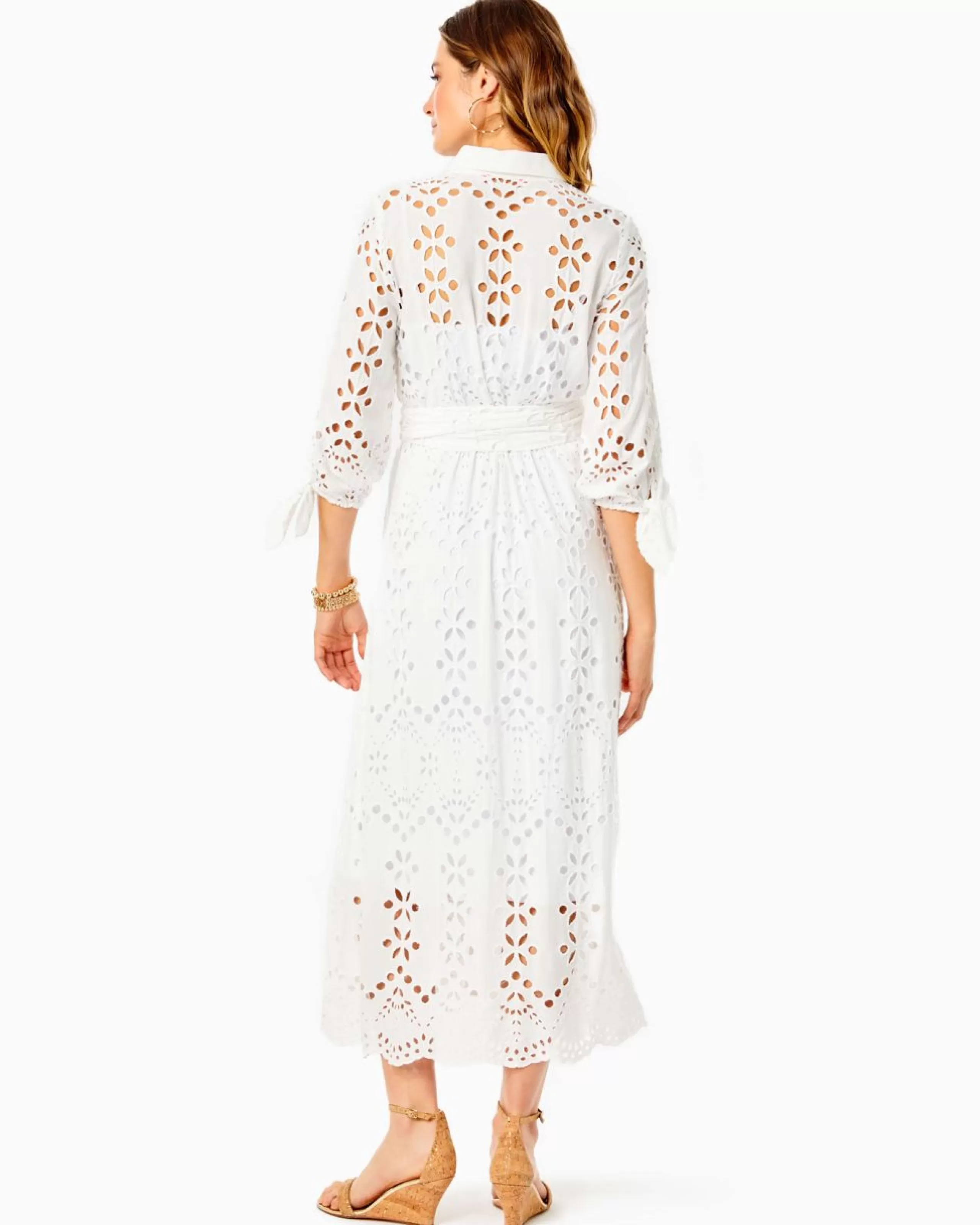 Discount Lilly Pulitzer Amrita Eyelet Midi Dress Resort White Soiree Eyelet