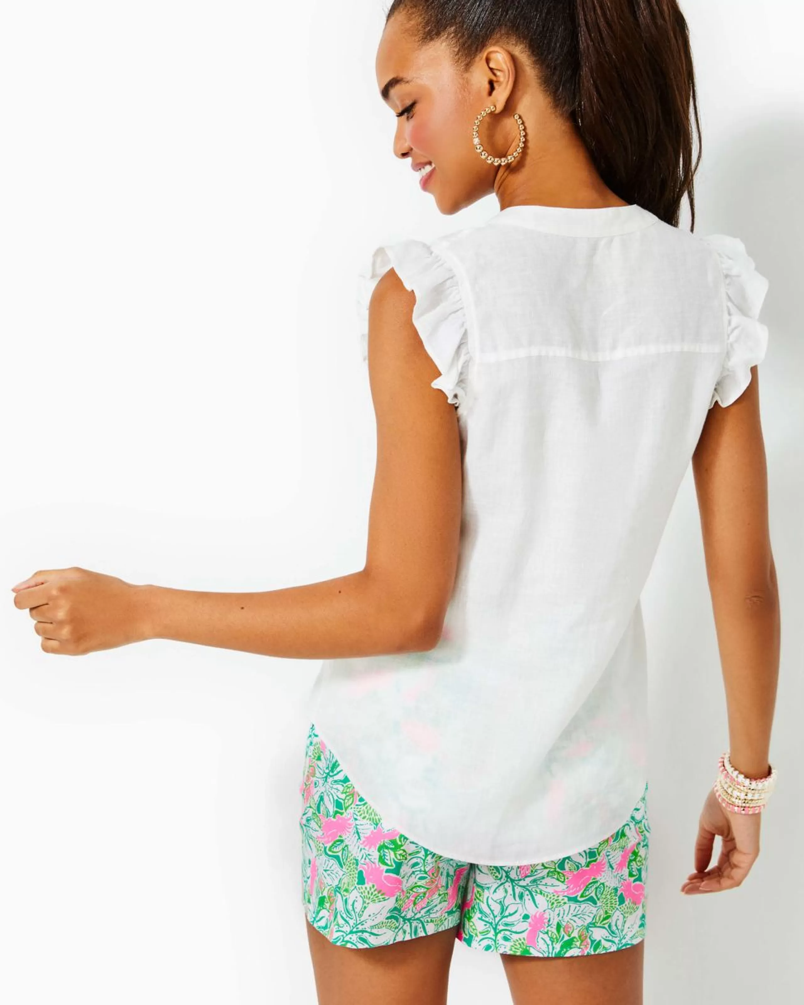 Fashion Lilly Pulitzer Briette Button Down Top Resort White