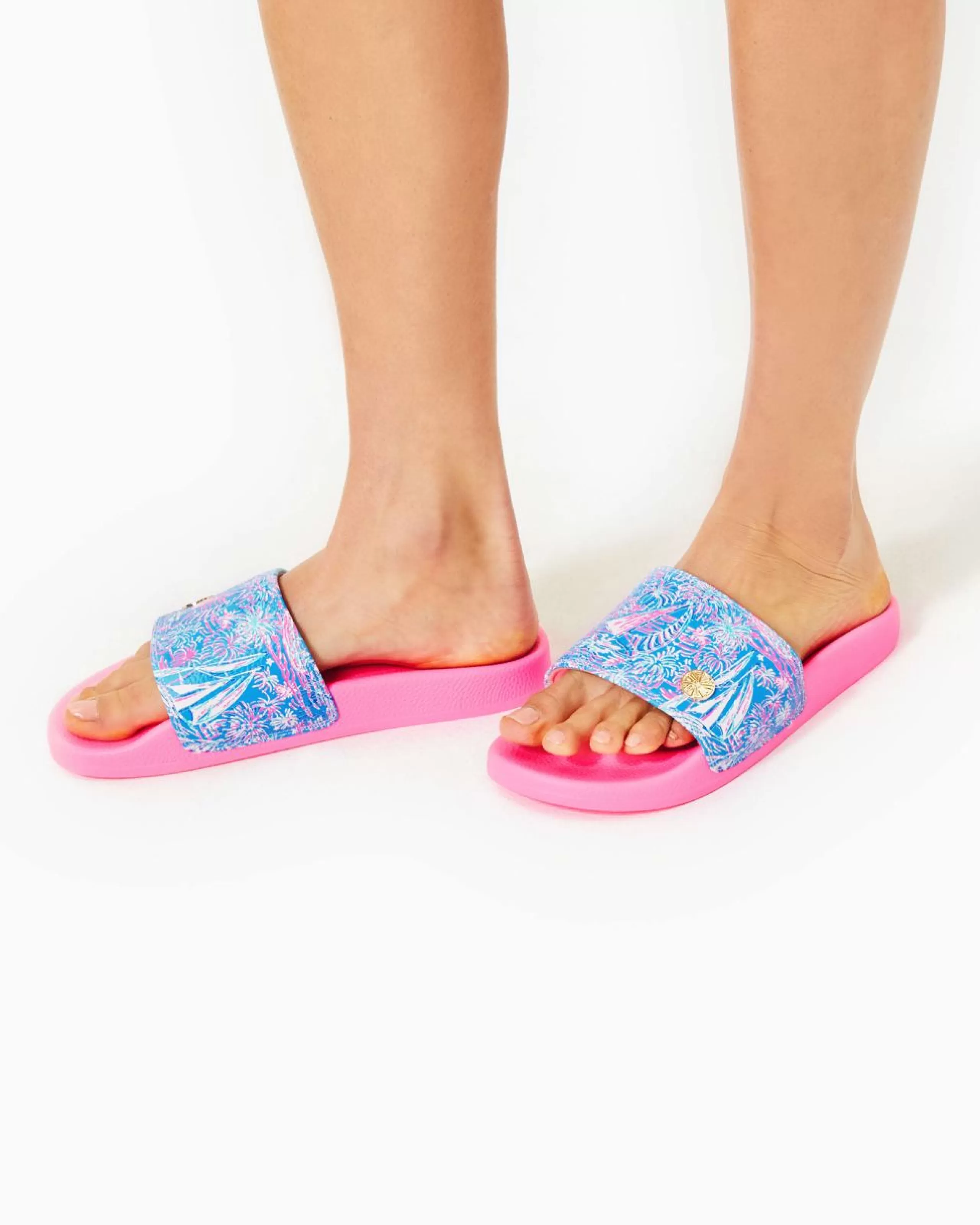 Hot Lilly Pulitzer Cabana Slide Boca Blue Its A Sailabration Shoe