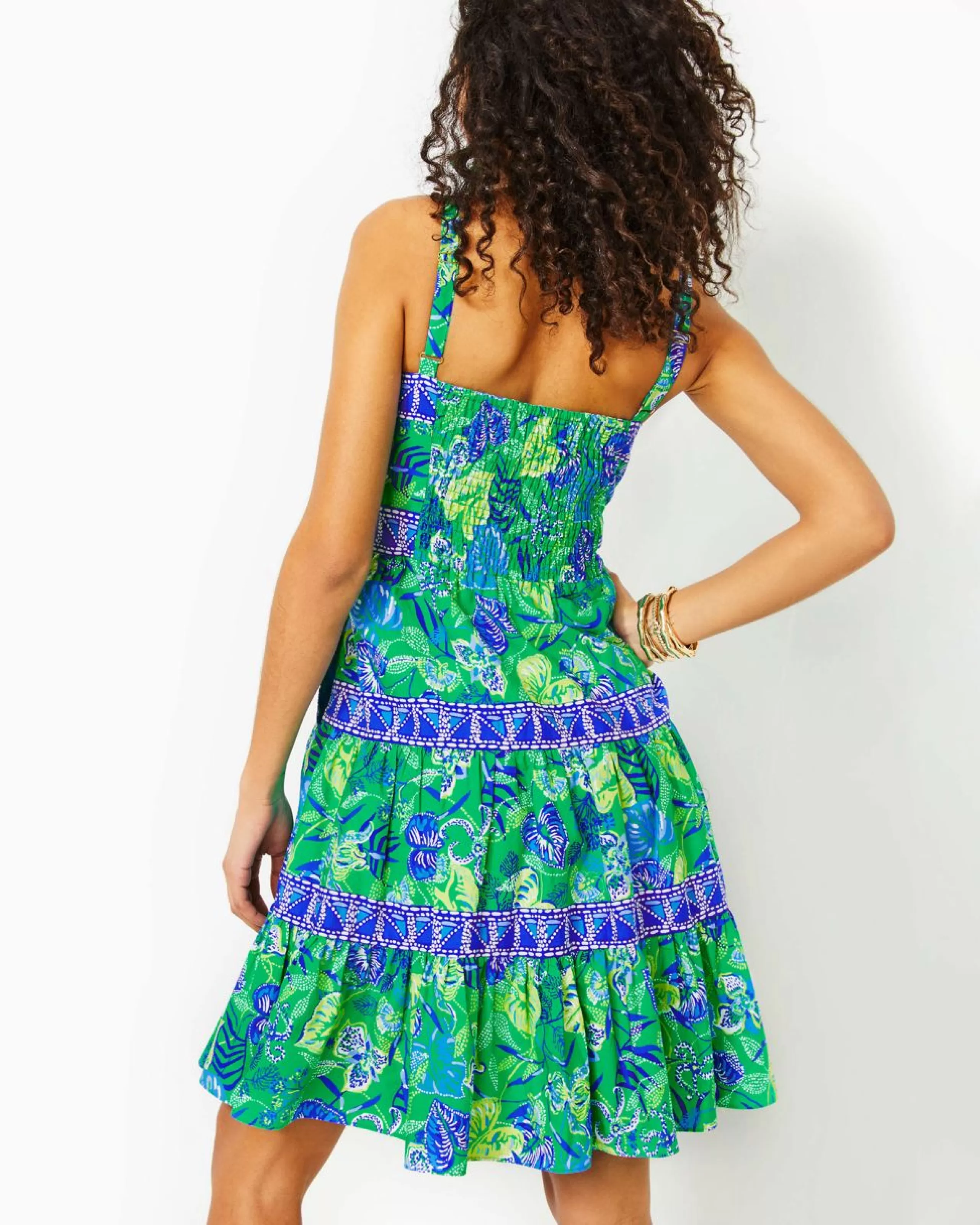 Best Lilly Pulitzer Casidee Cotton Dress Botanical Green In A Flutter Engineered Dress