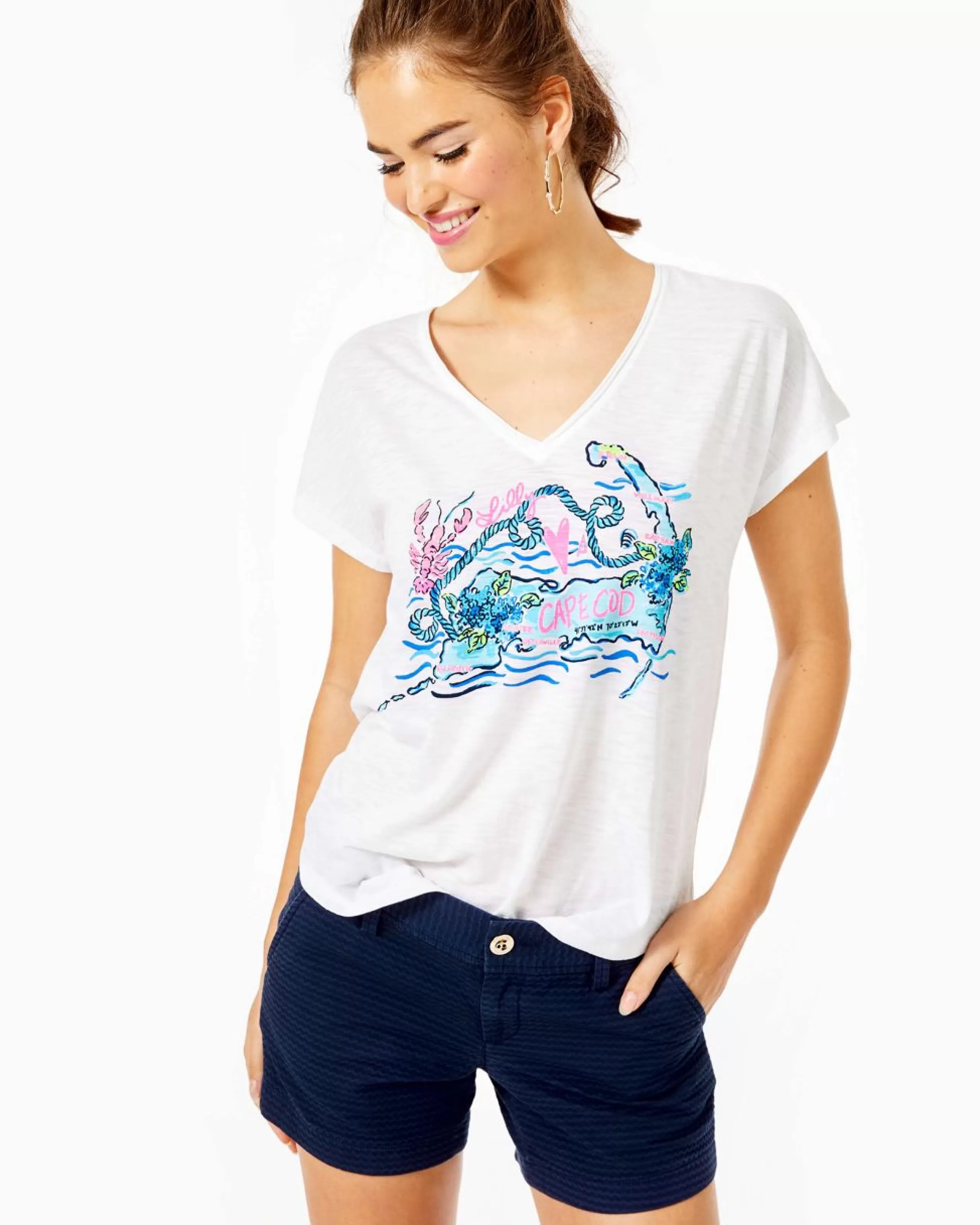 Best Lilly Pulitzer Colie Graphic Tee Bali Blue Lilly Loves Cape Cod Graphic