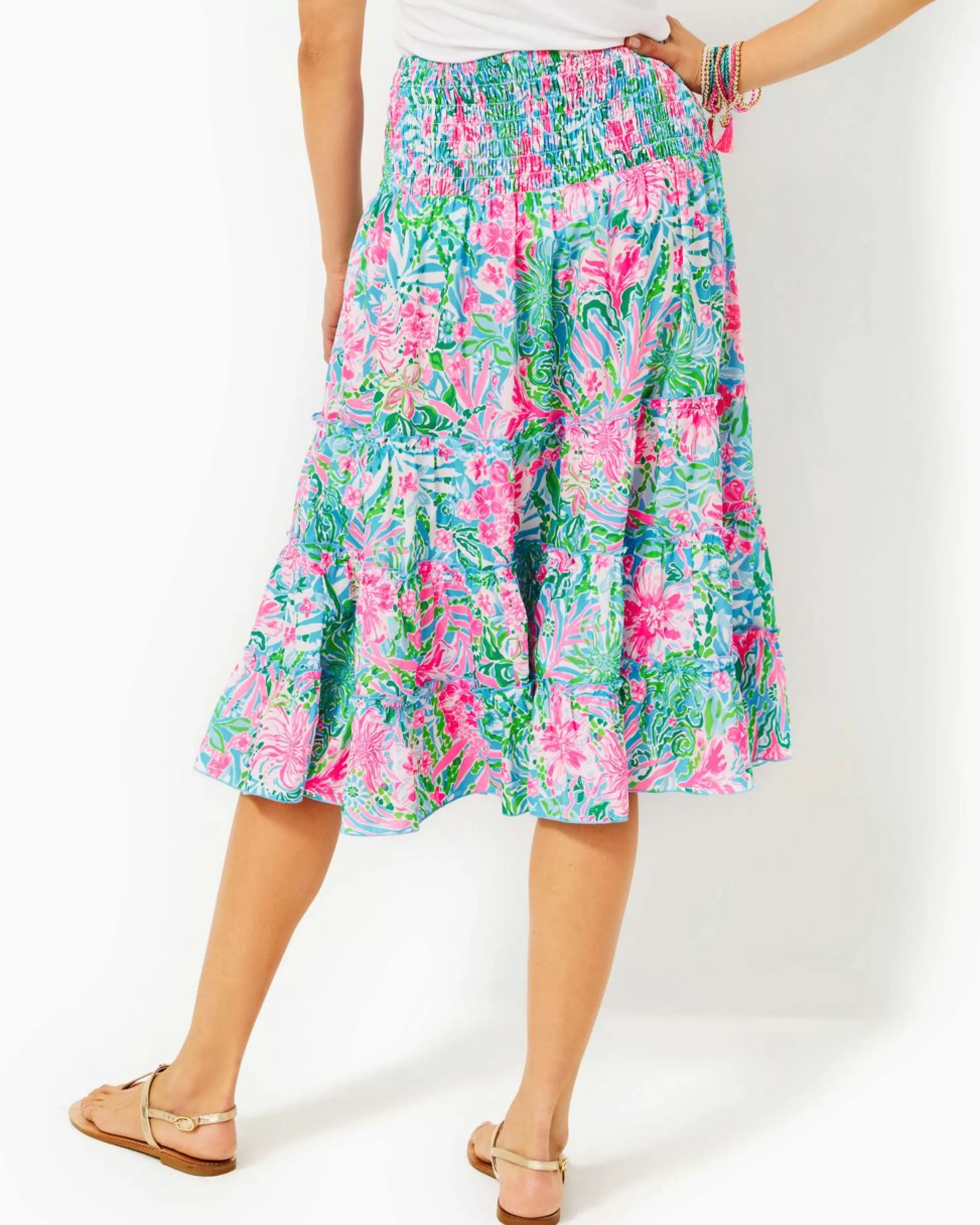 Best Lilly Pulitzer Deavan Midi Skirt Amalfi Blue Leaf It Wild