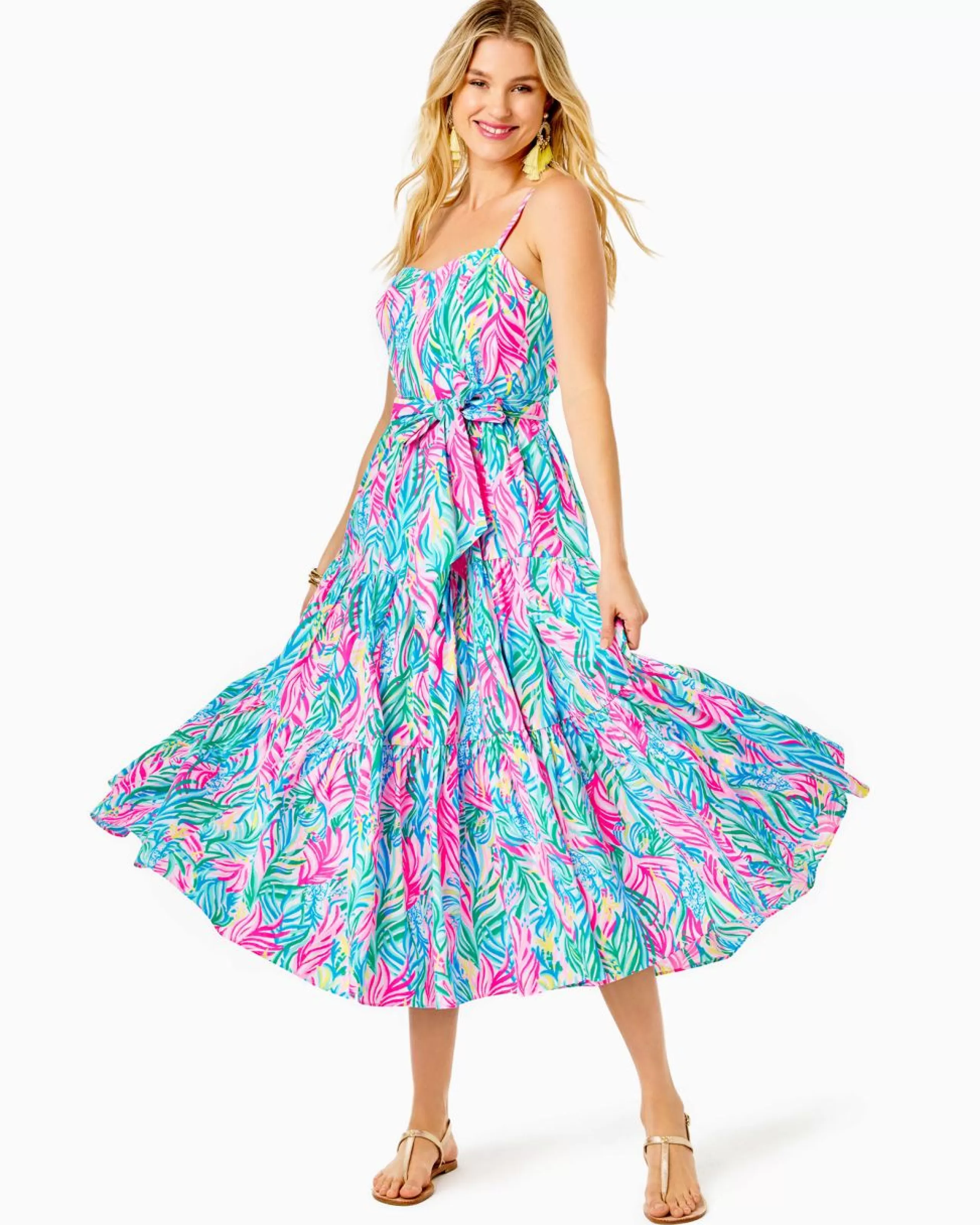 Cheap Lilly Pulitzer Edith Midi Dress Multi Sea Turtle Soiree