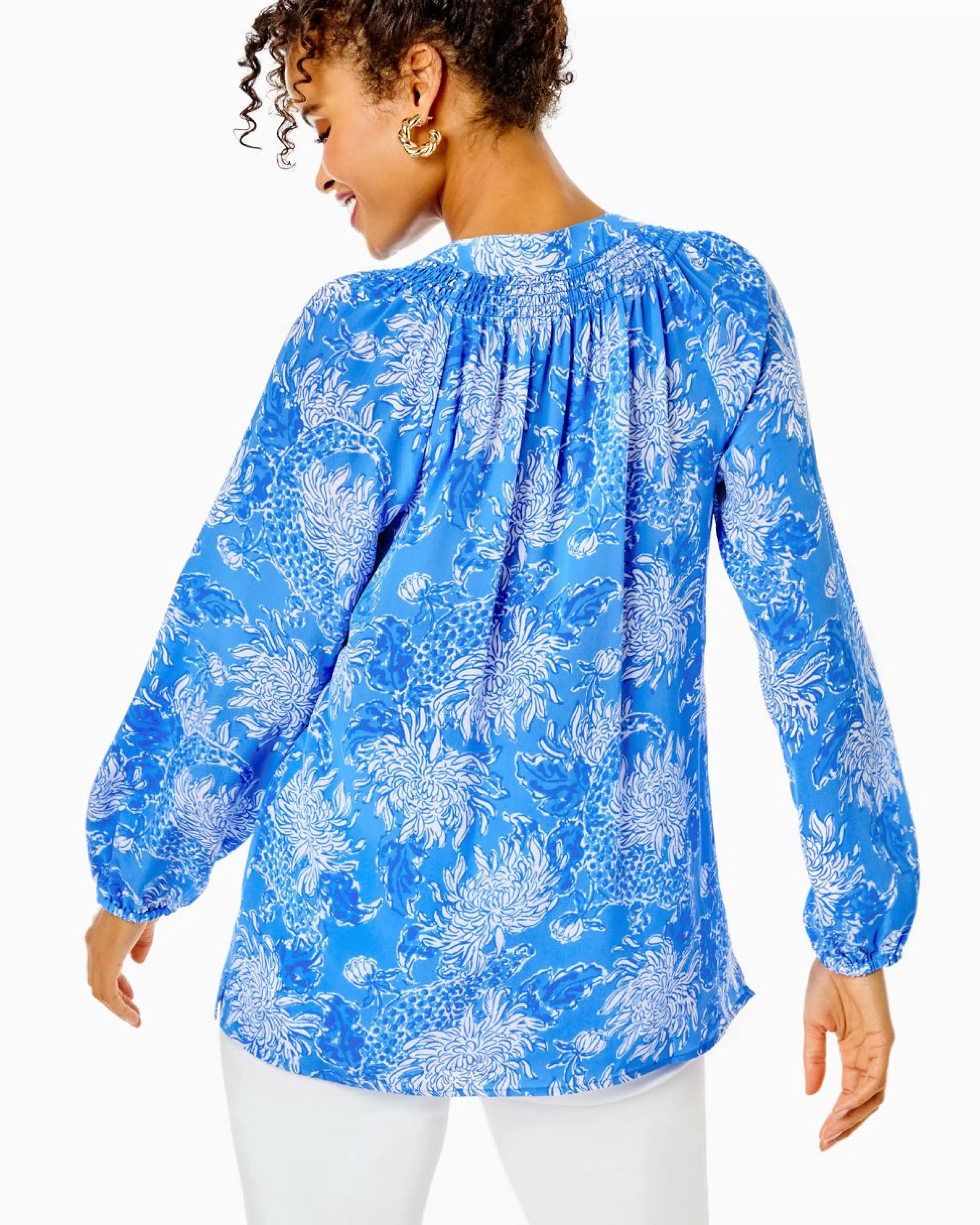 Cheap Lilly Pulitzer Elsa Silk Top Boca Blue Croc And Lock It