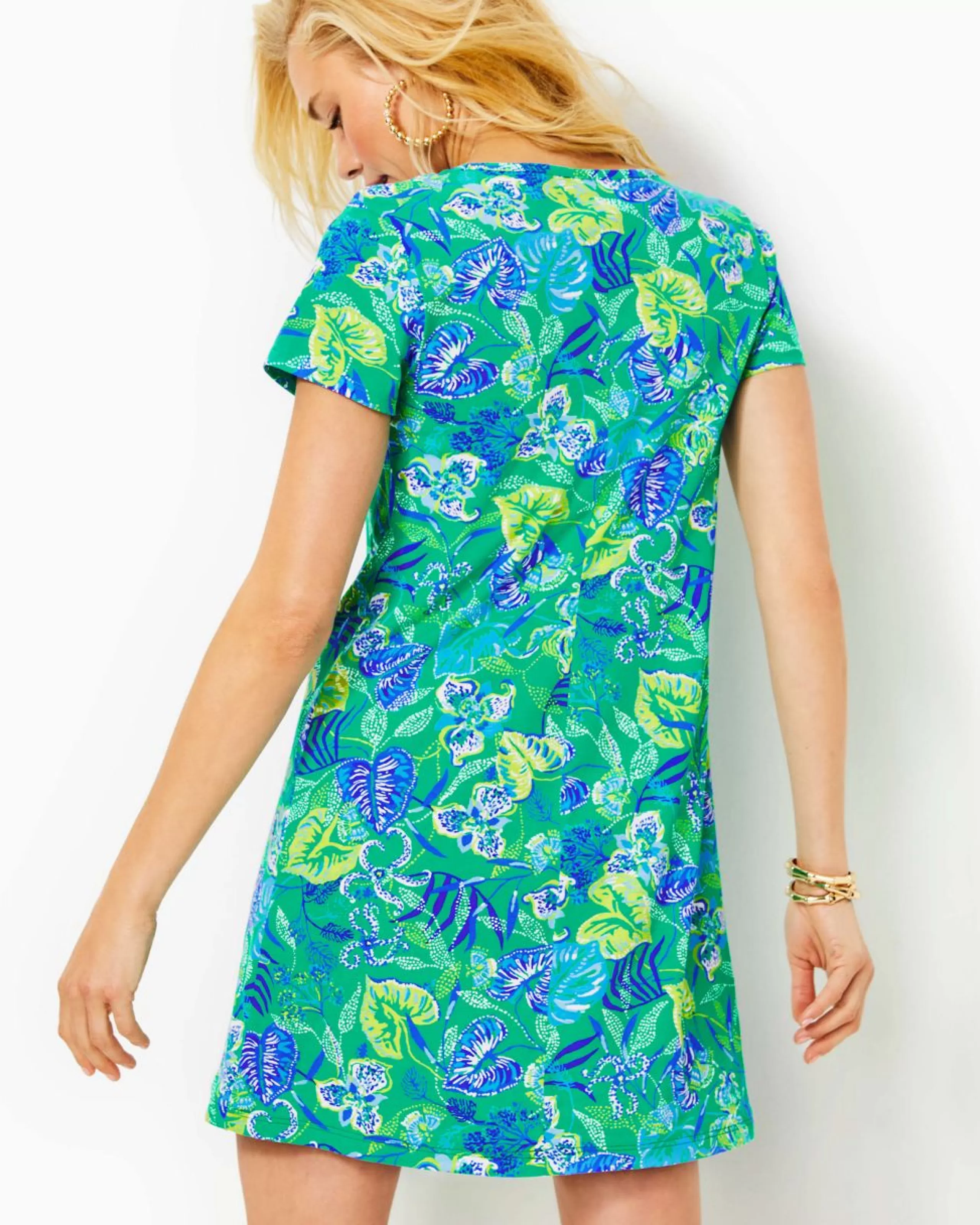 Fashion Lilly Pulitzer Etta V-Neck Dress Botanical Green In A Flutter