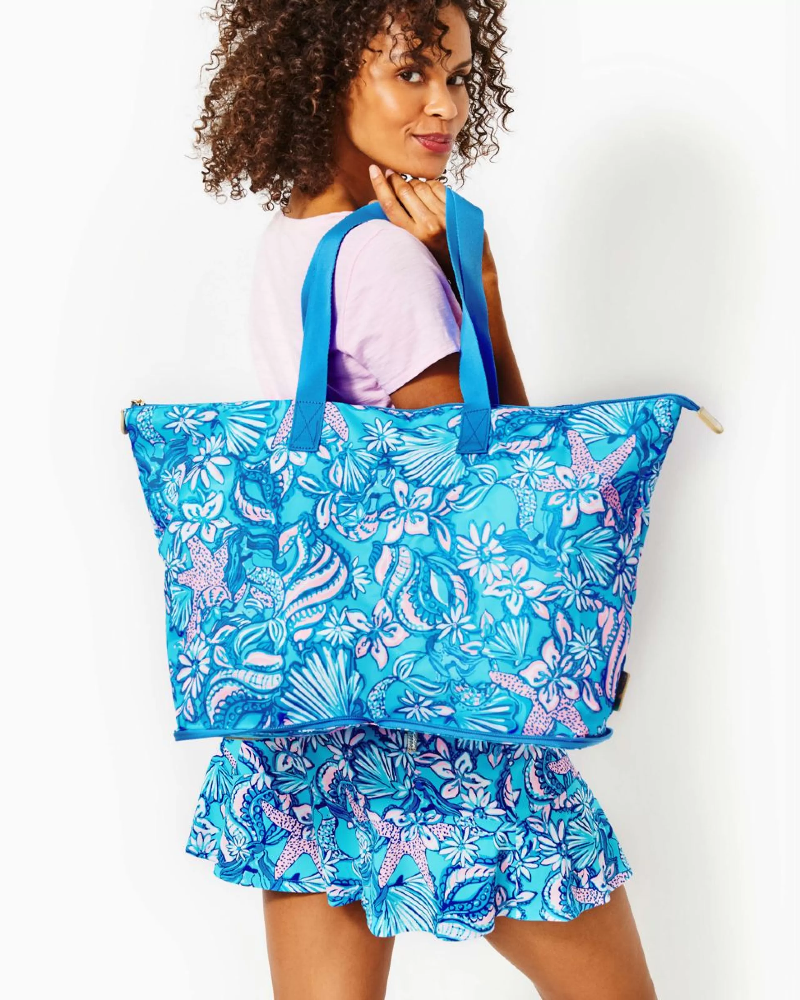 Online Lilly Pulitzer Getaway Packable Tote Amalfi Blue Sound The Sirens