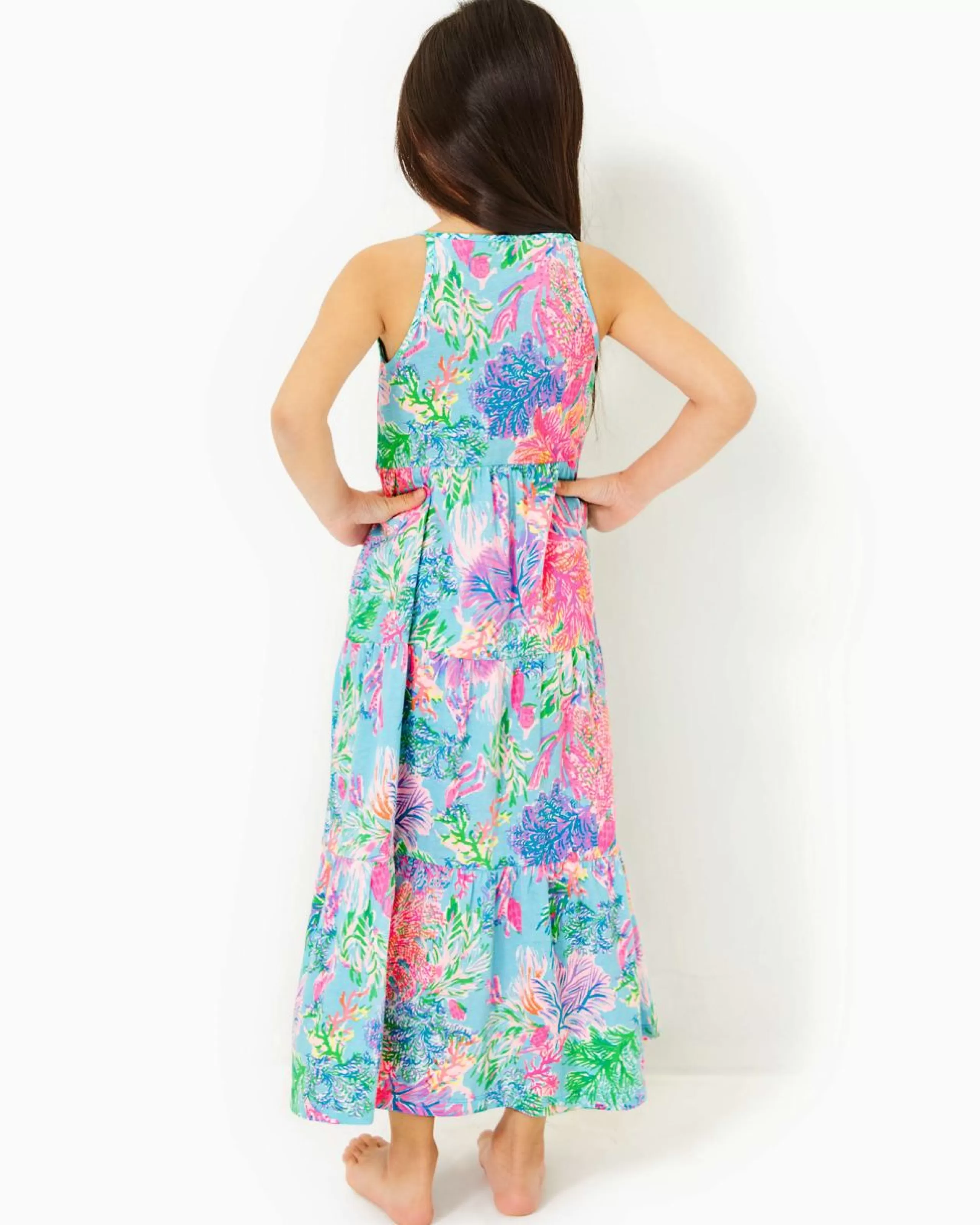 Fashion Lilly Pulitzer Girls Harleigh Maxi Dress Celestial Blue Cay To My Heart