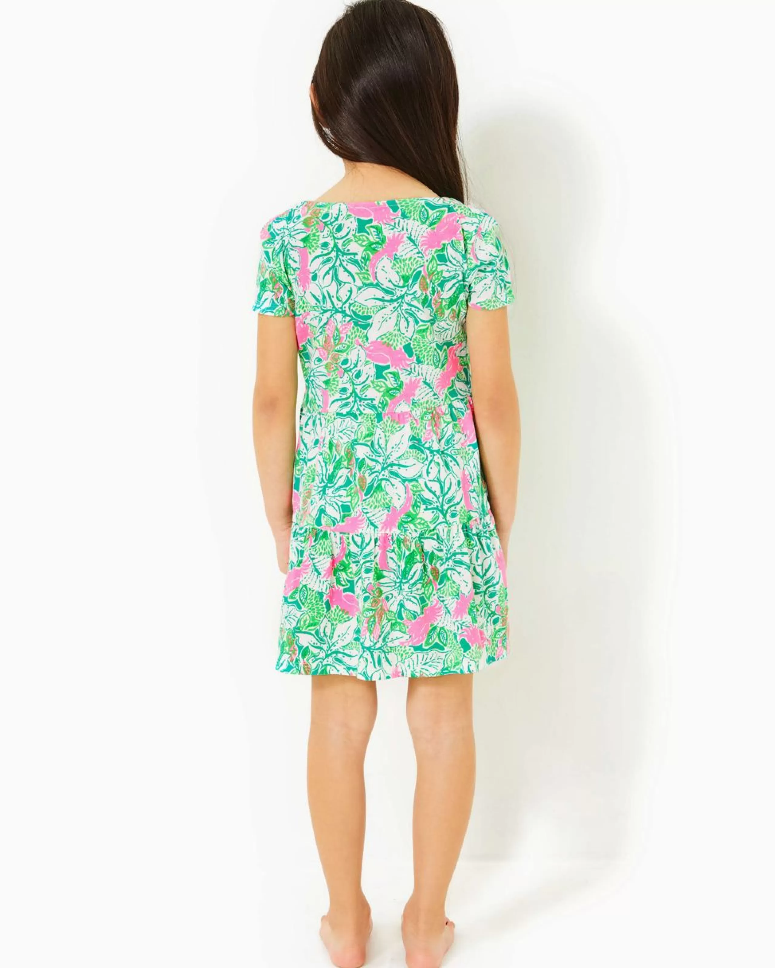 Sale Lilly Pulitzer Girls Mini Geanna Swing Dress Botanical Green Just Wing It