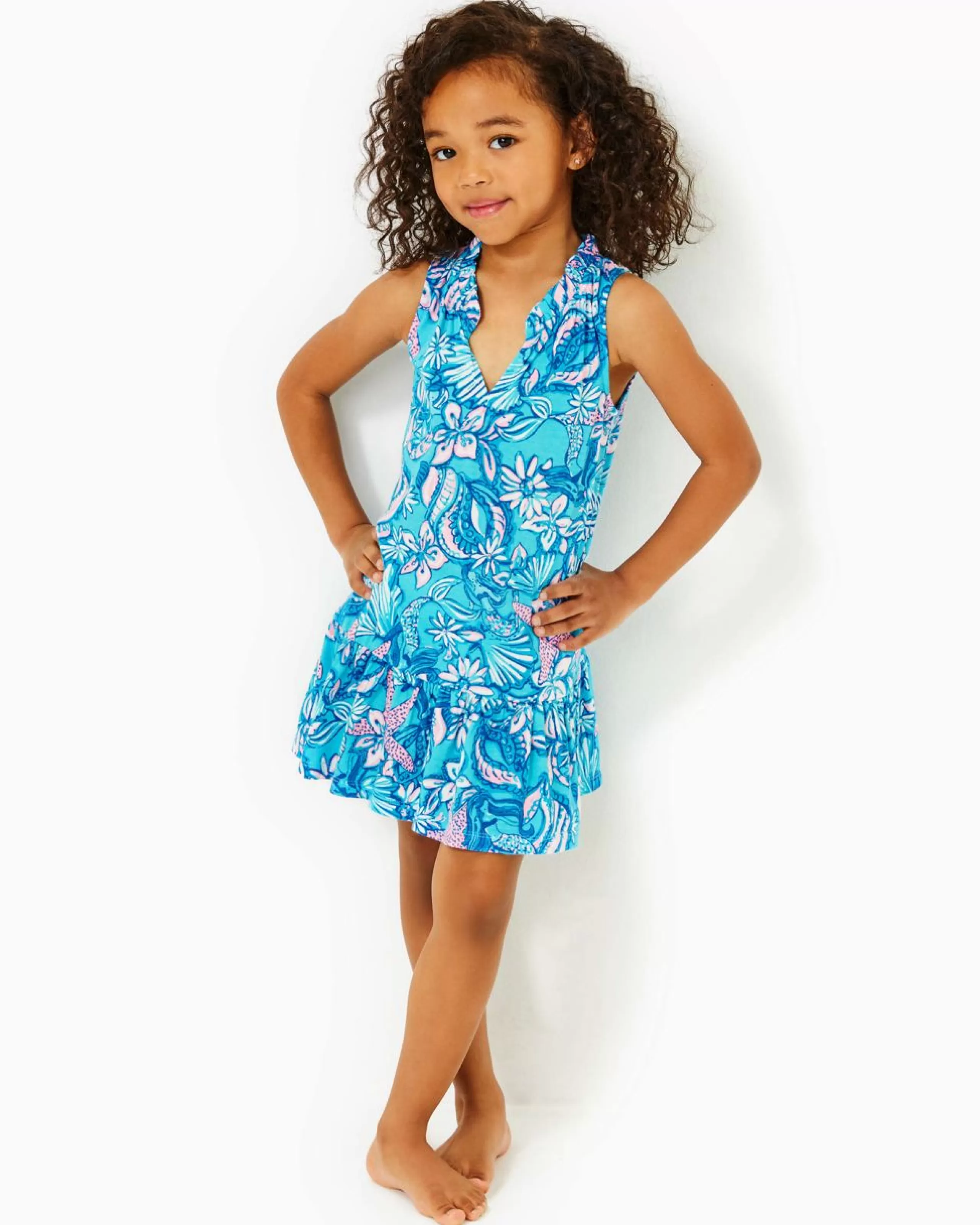 Discount Lilly Pulitzer Girls Mini Malone Dress Amalfi Blue Sound The Sirens