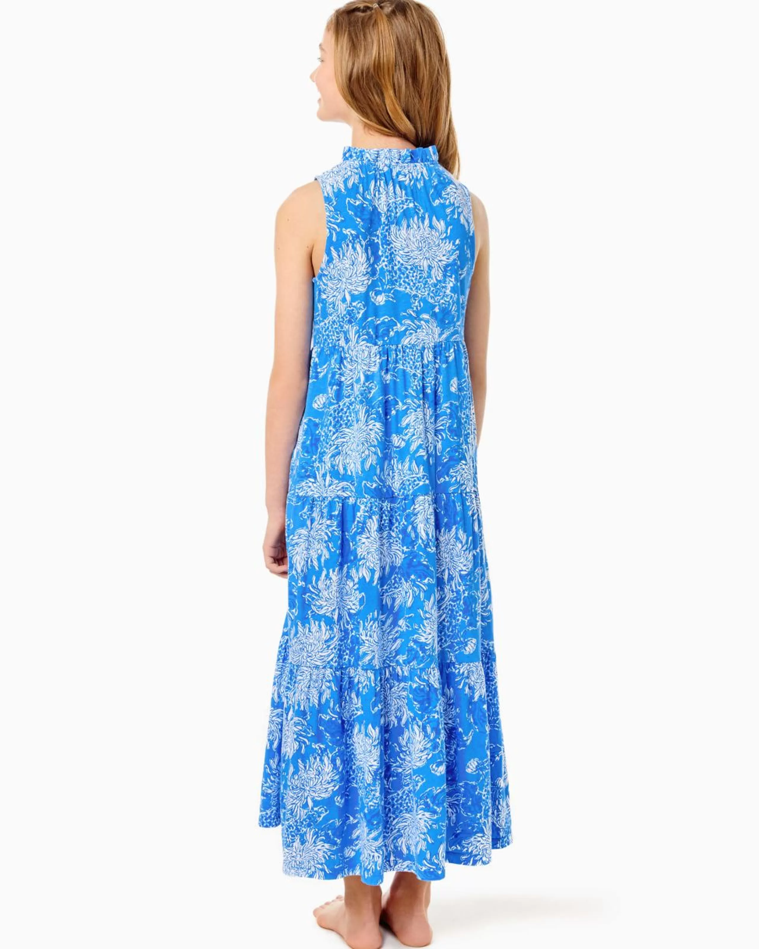 Discount Lilly Pulitzer Girls Mini Malone Maxi Dress Boca Blue Croc And Lock It