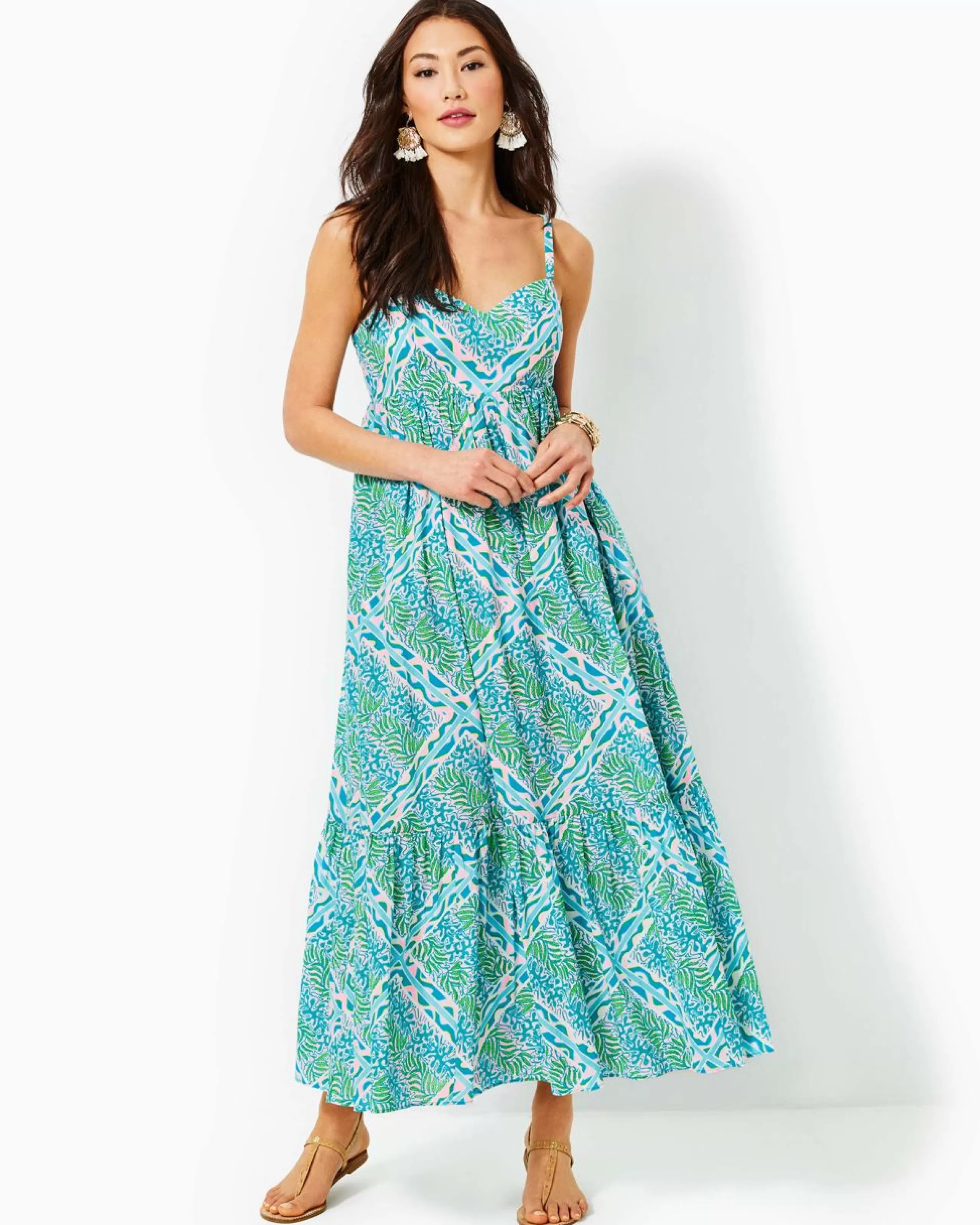 Cheap Lilly Pulitzer Hiedi Cotton Maxi Dress Prism Blue Good Greef Engineered Maxi Dress