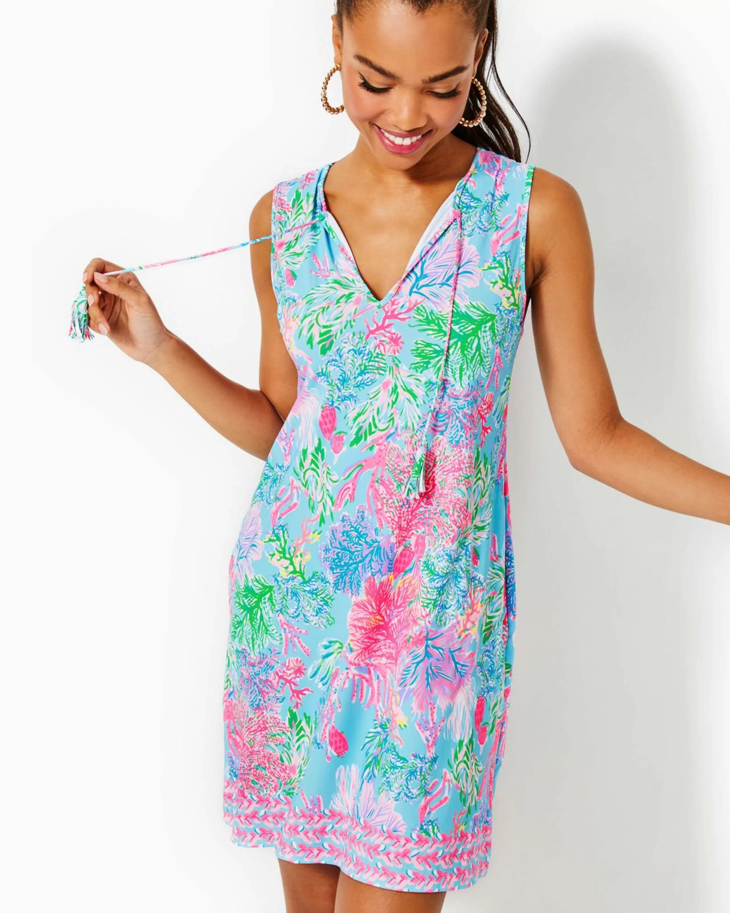 Best Lilly Pulitzer Johana Cover-Up Celestial Blue Cay To My Heart Engineered Coverup