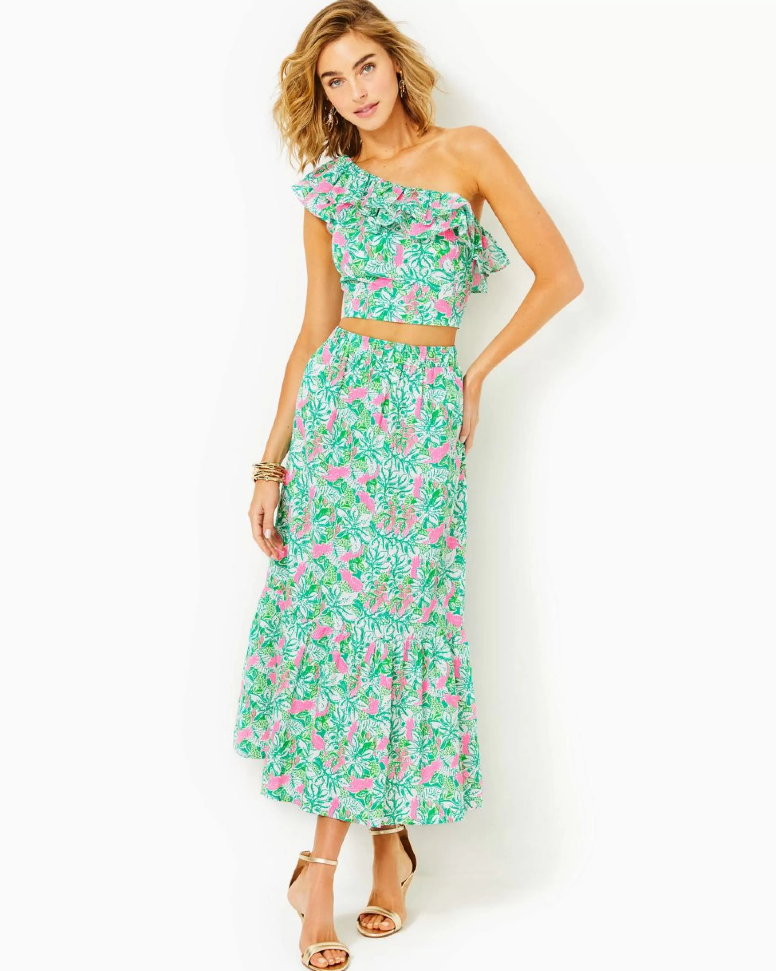 Cheap Lilly Pulitzer Kasida Ruffle Set Botanical Green Just Wing It