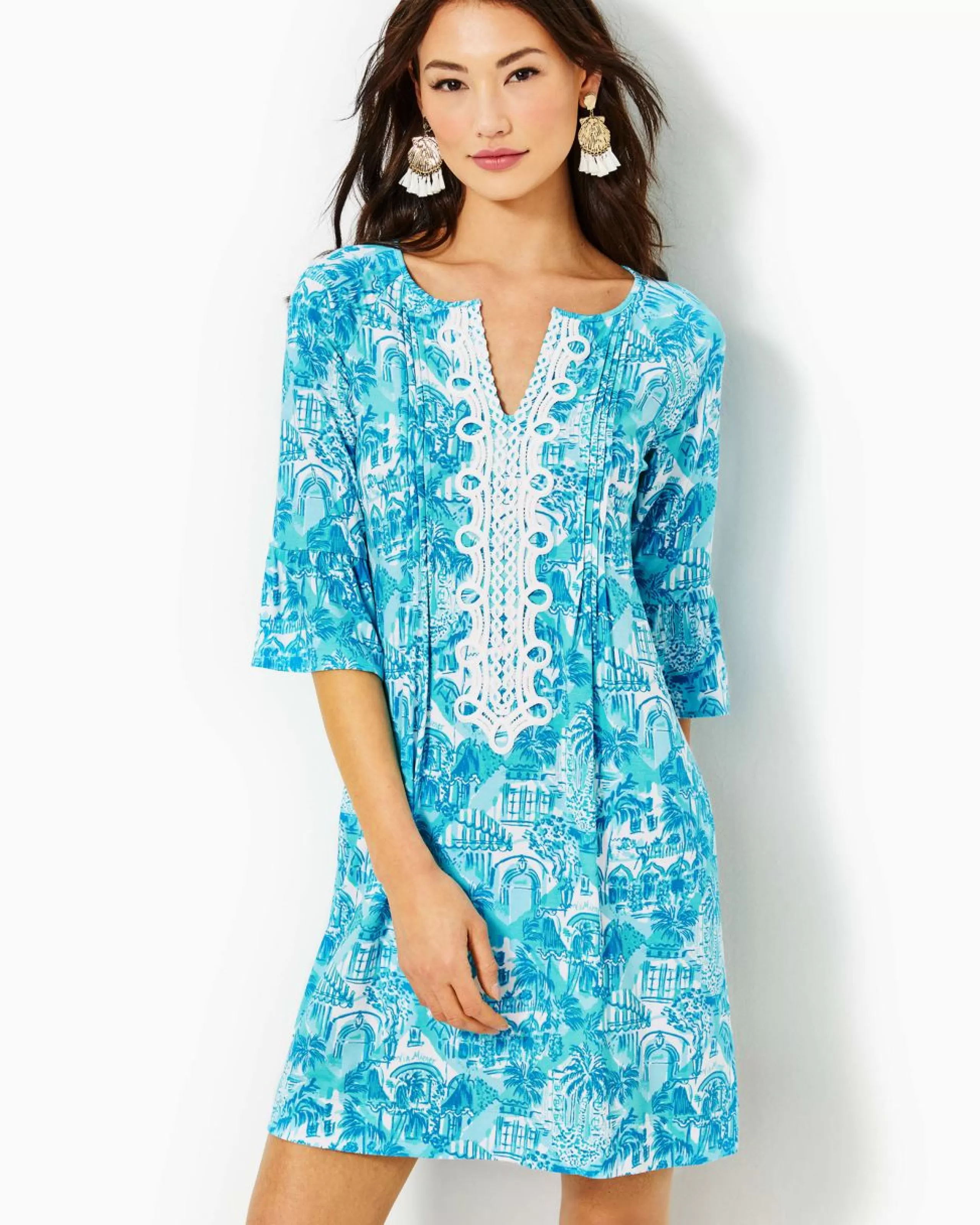 New Lilly Pulitzer Krysta Tunic Dress Amalfi Blue Sunny State Of Mind