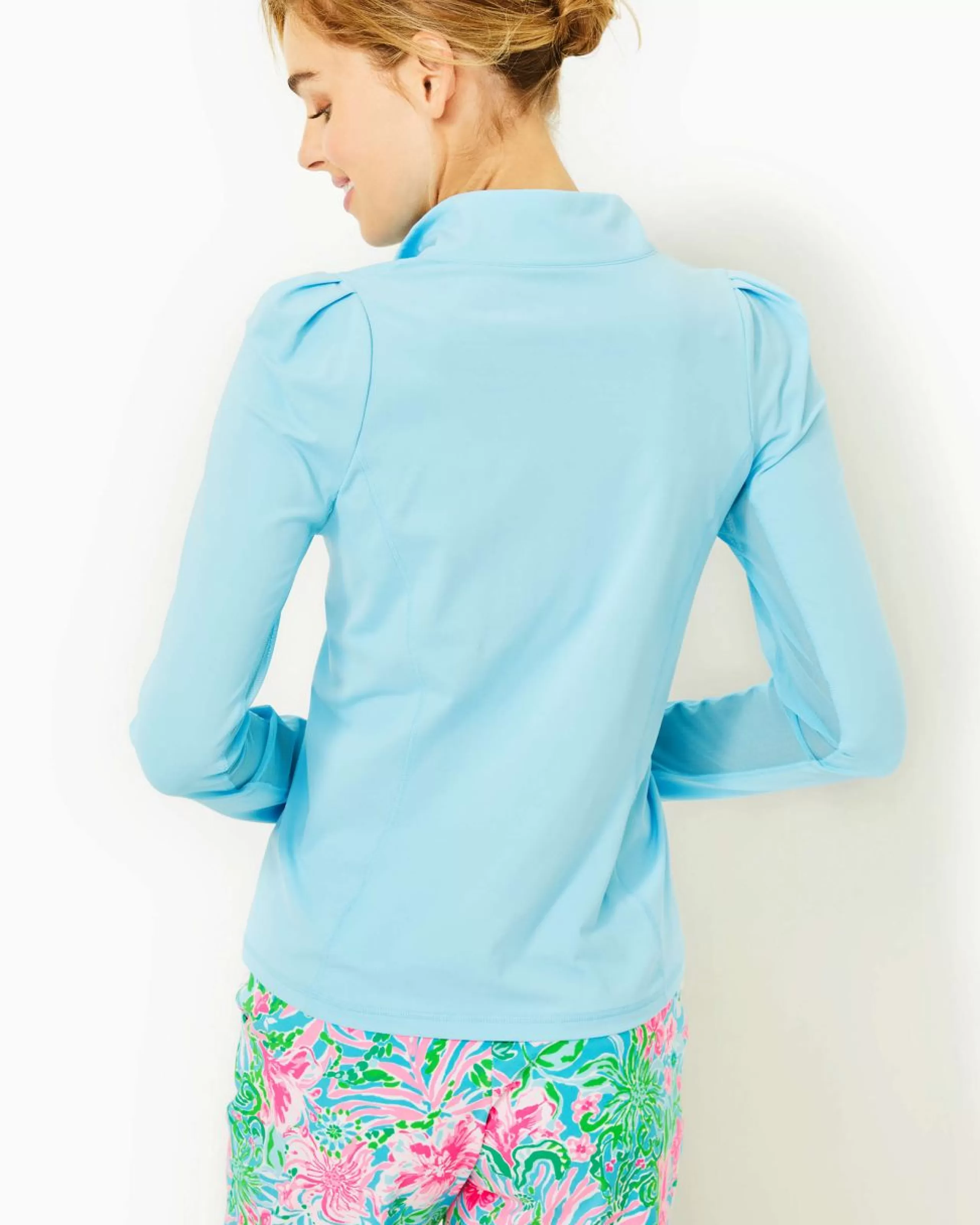 Clearance Lilly Pulitzer Luxletic Niccola Mesh Panel Half Zip Celestial Blue