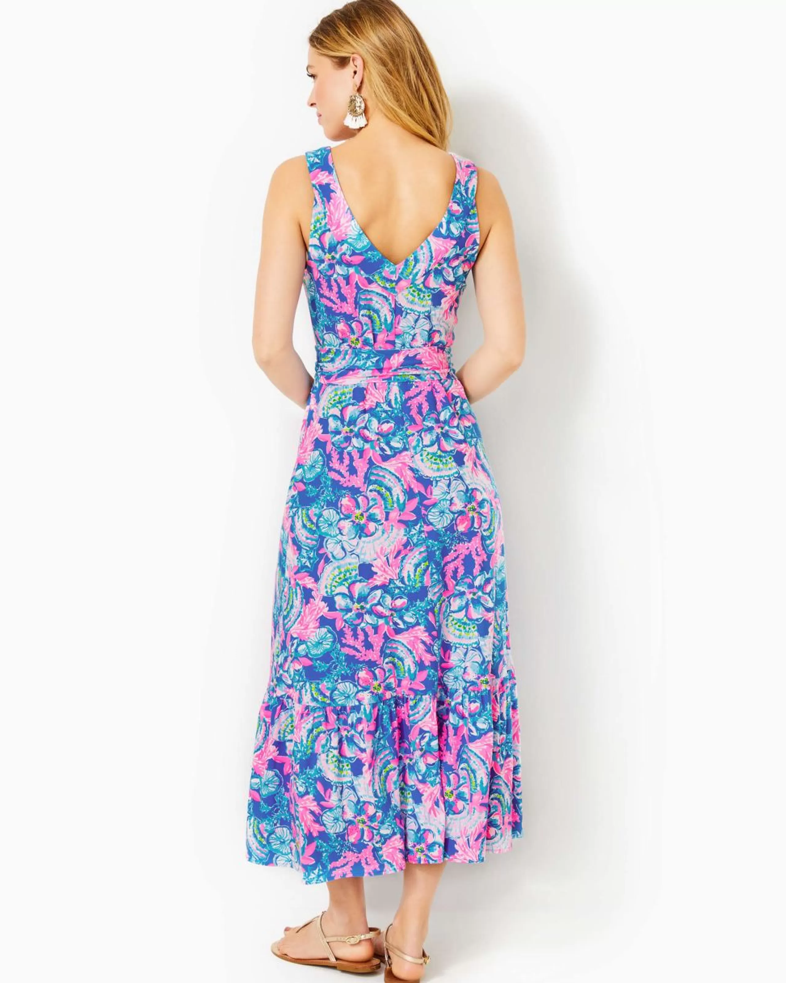 Shop Lilly Pulitzer Madsen Midi Dress Blue Tang Sitting Seaside