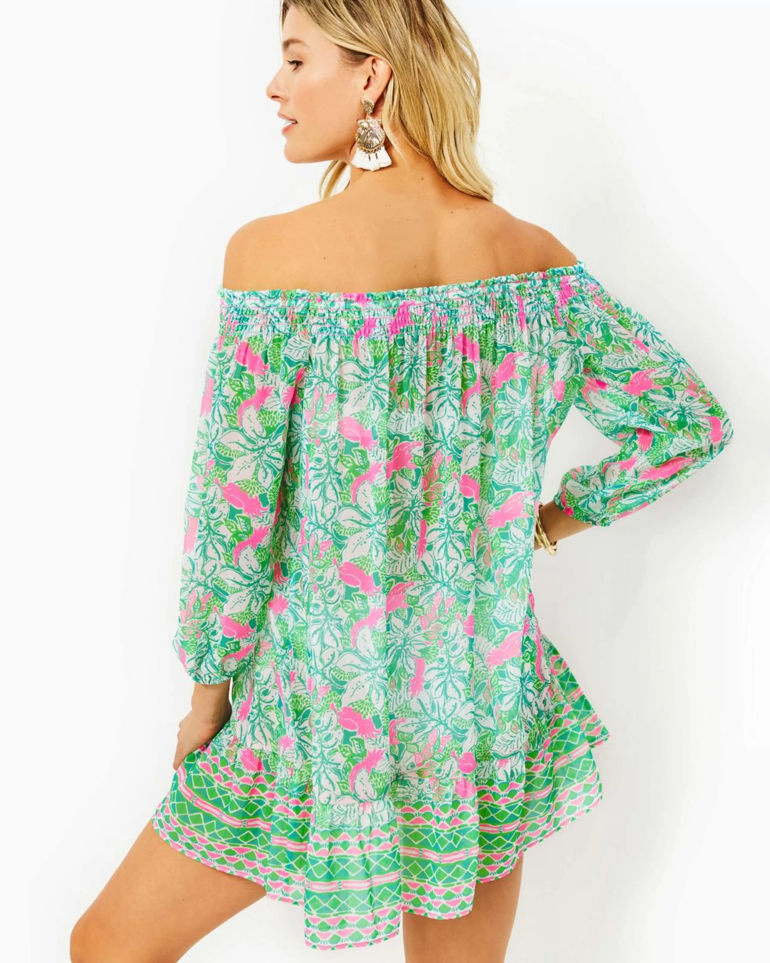 Hot Lilly Pulitzer Maribeth Cover-Up Botanical Green Just Wing It Engineered Coverup