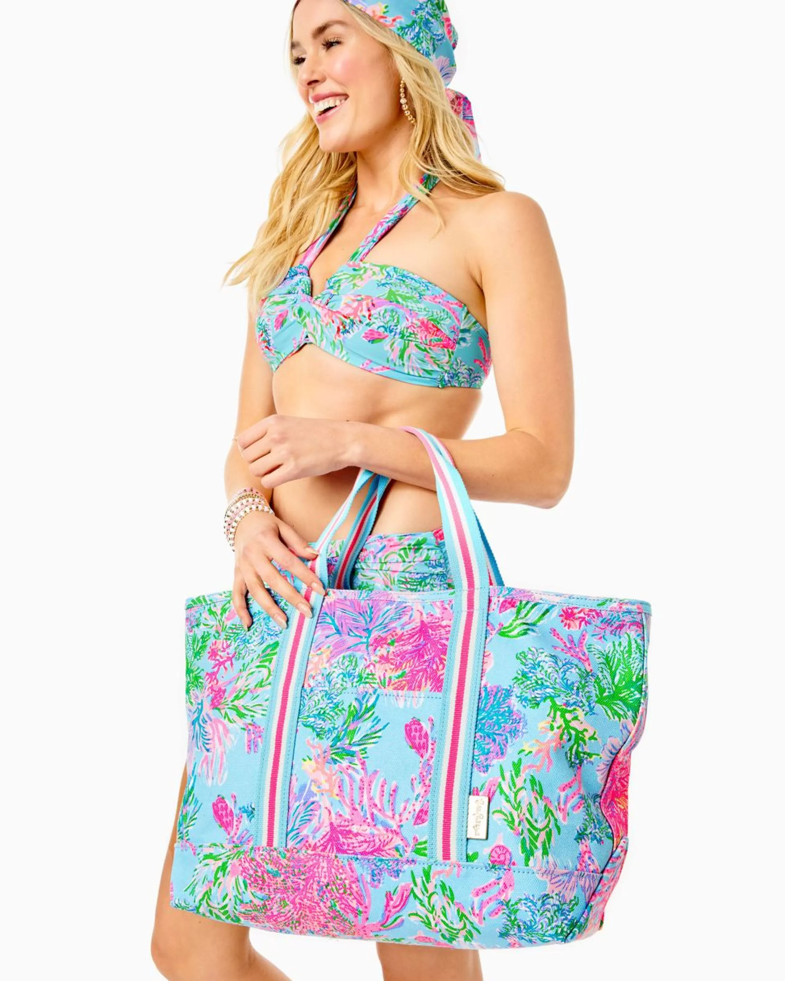 Outlet Lilly Pulitzer Mercato Tote Celestial Blue Cay To My Heart Reduced