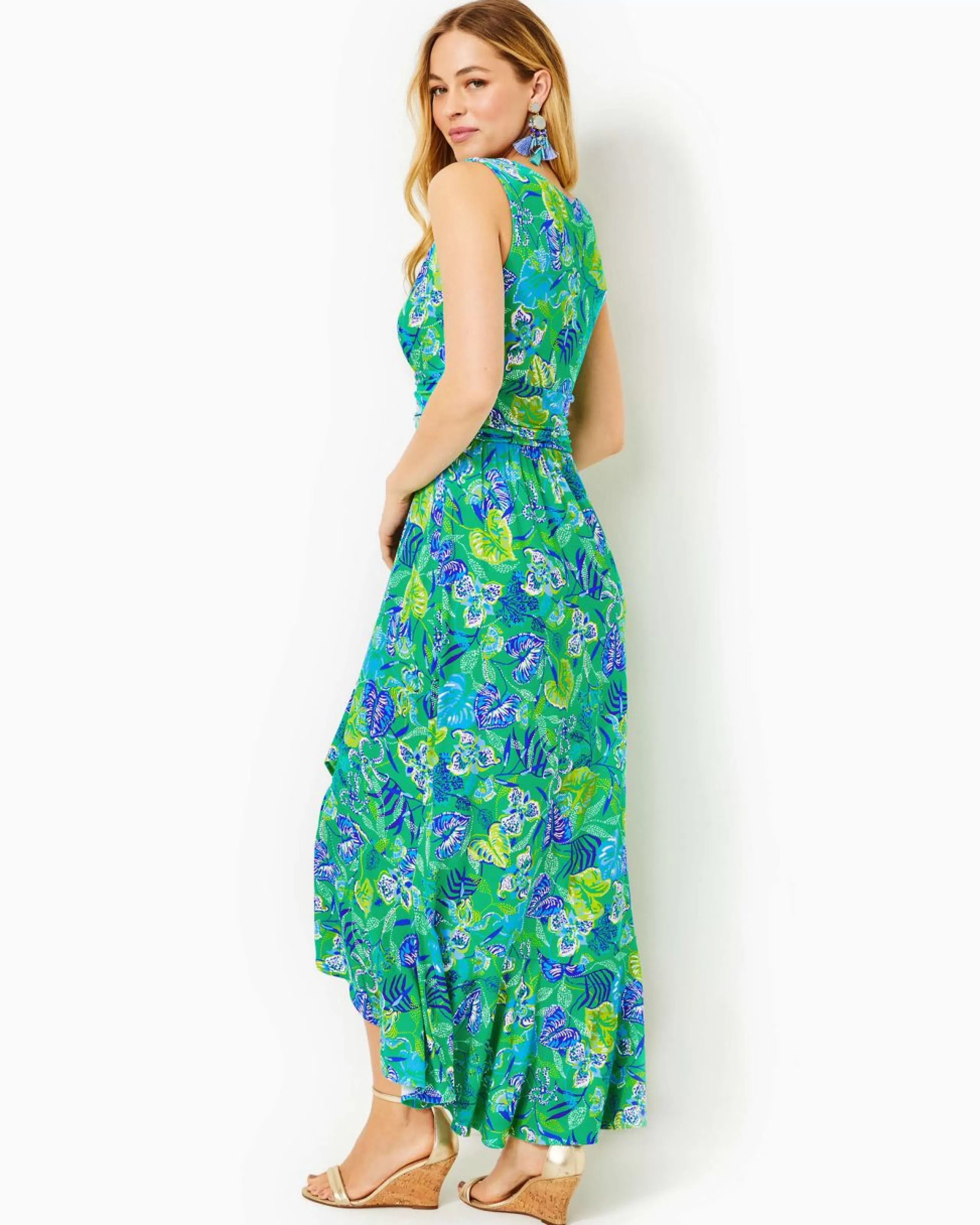 Best Sale Lilly Pulitzer Moana Wrap Maxi Dress Botanical Green In A Flutter