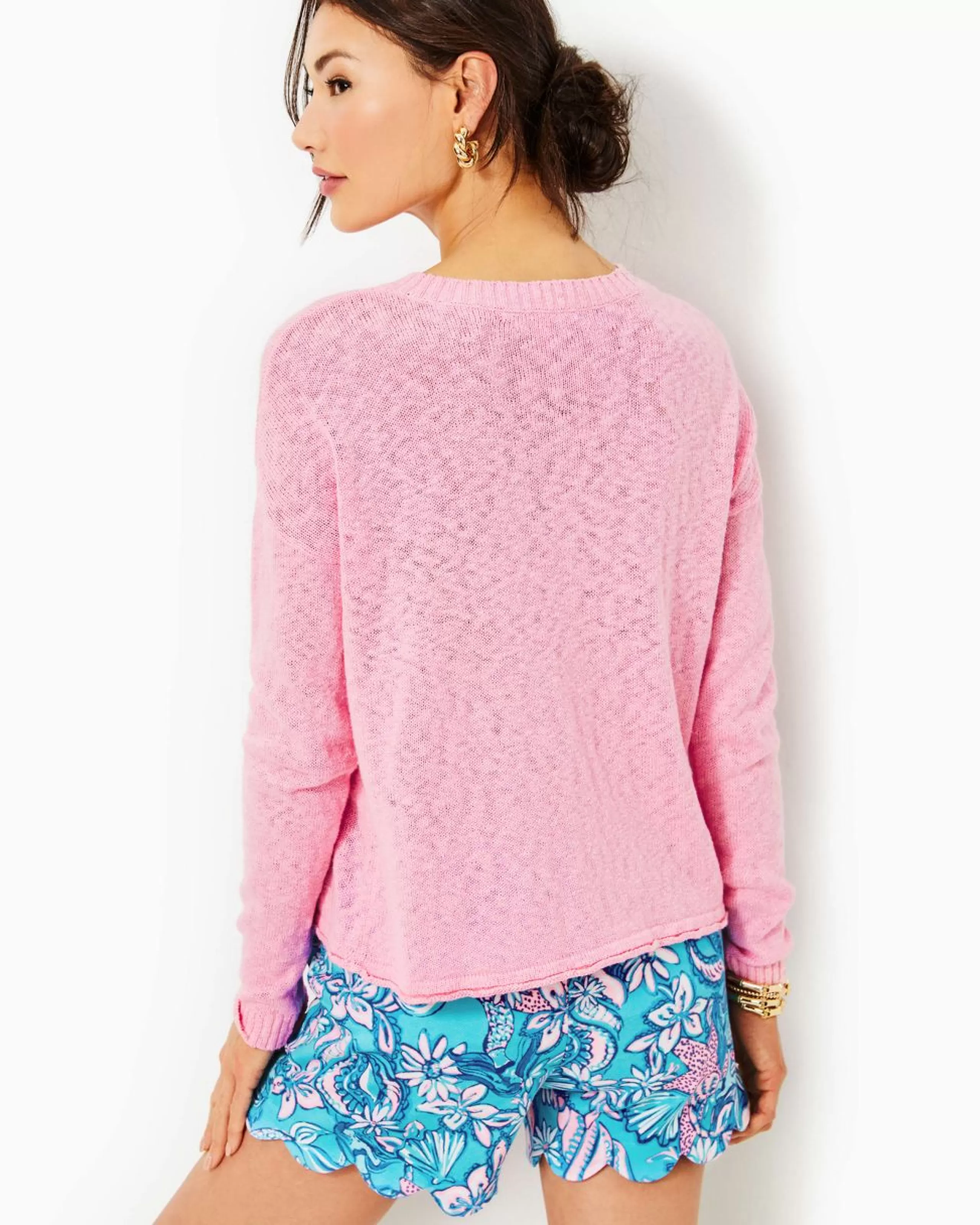 Outlet Lilly Pulitzer Pippy Sweater Peony Pink Soak Up The Sun Intarsia