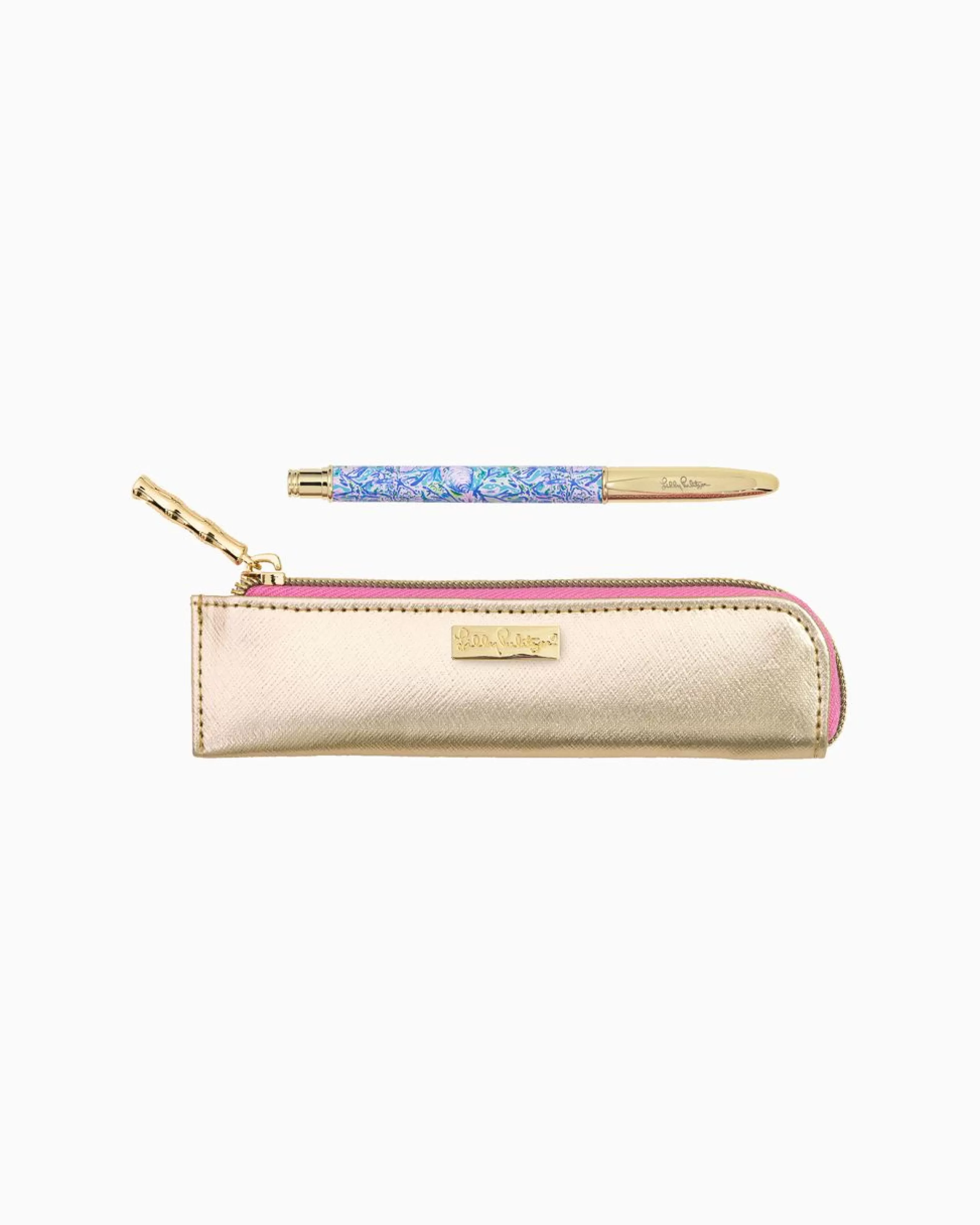 Online Lilly Pulitzer Pouch With Pen Surf Blue Soleil It On Me