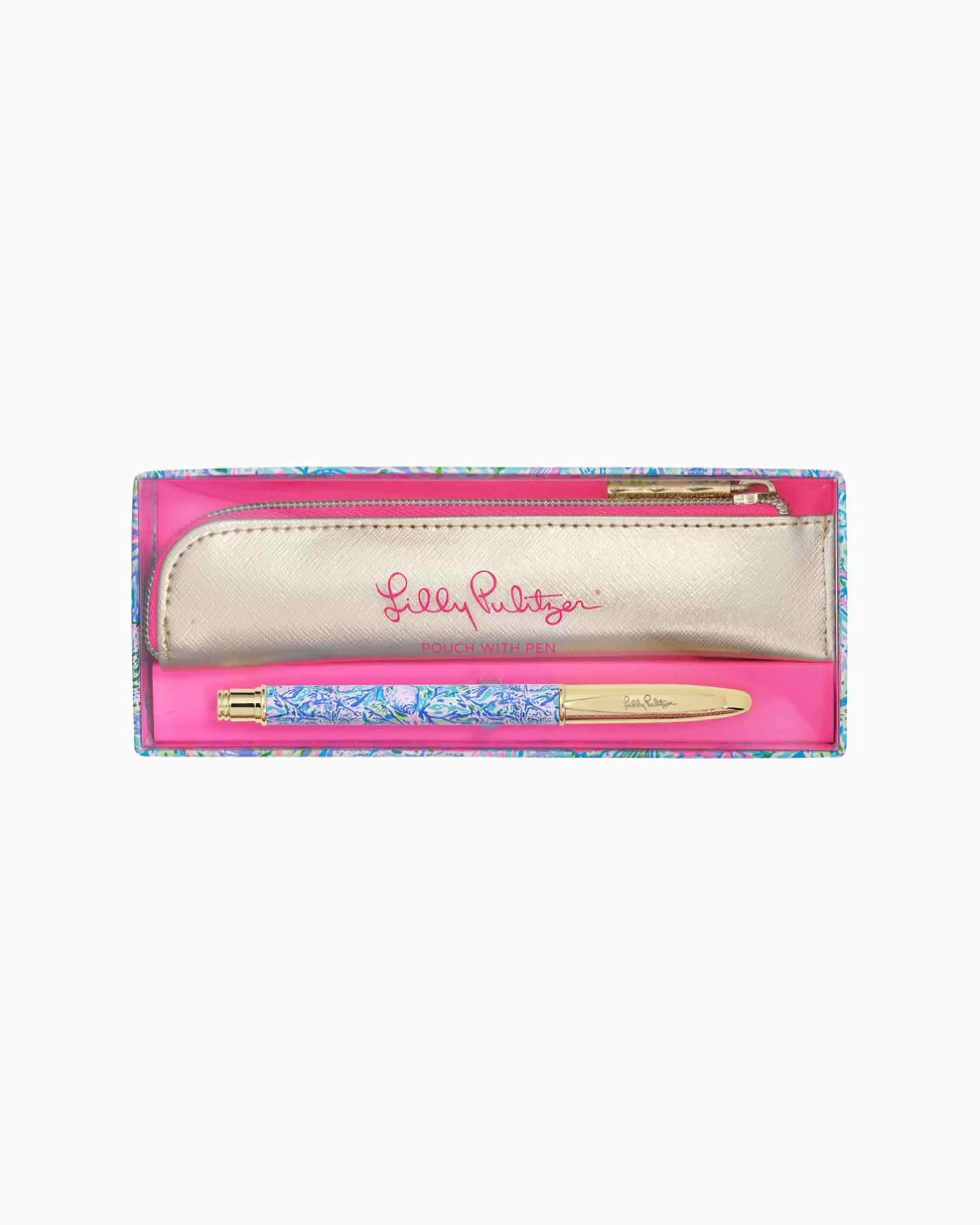 Online Lilly Pulitzer Pouch With Pen Surf Blue Soleil It On Me