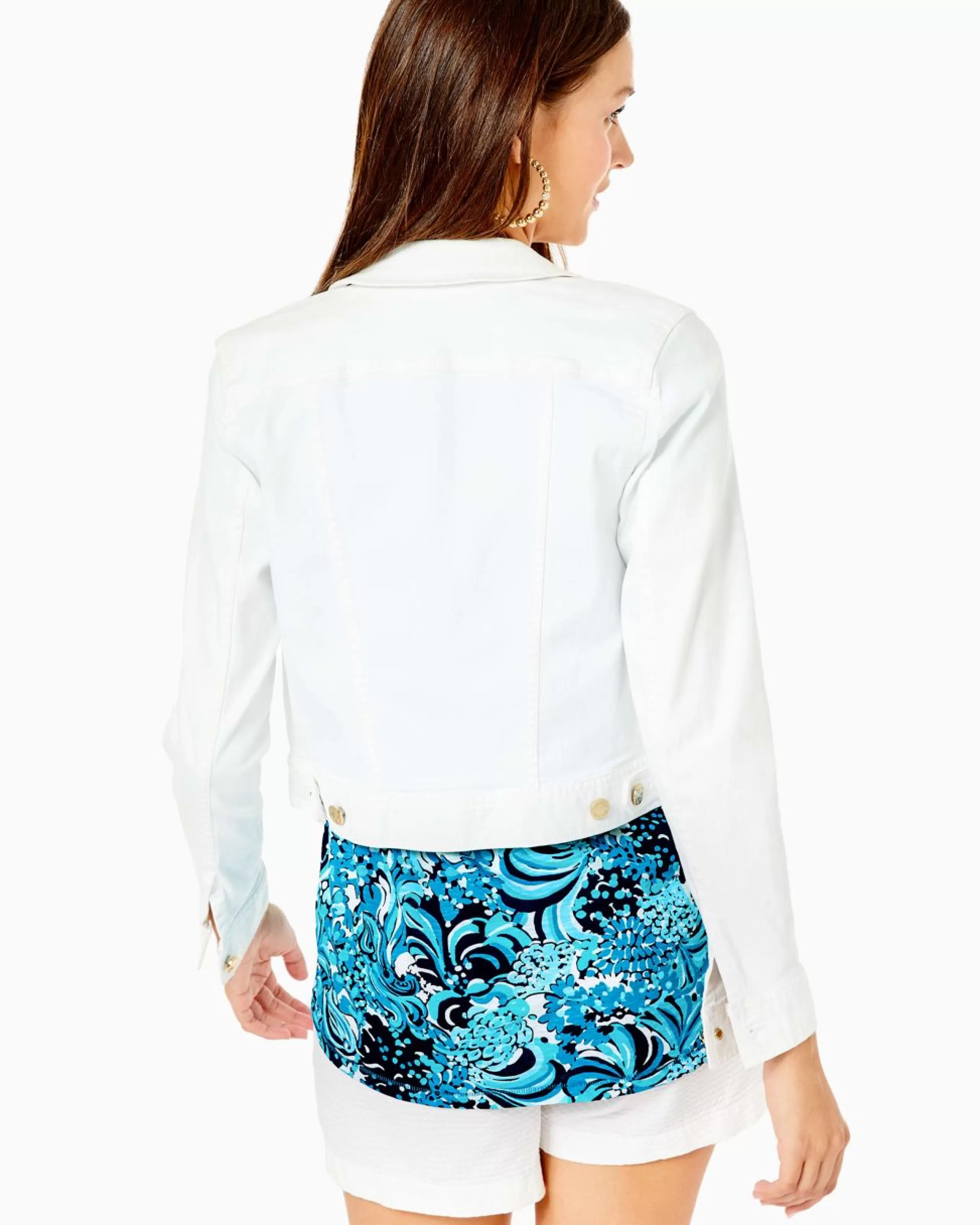 Discount Lilly Pulitzer Seaspray Denim Jacket Resort White