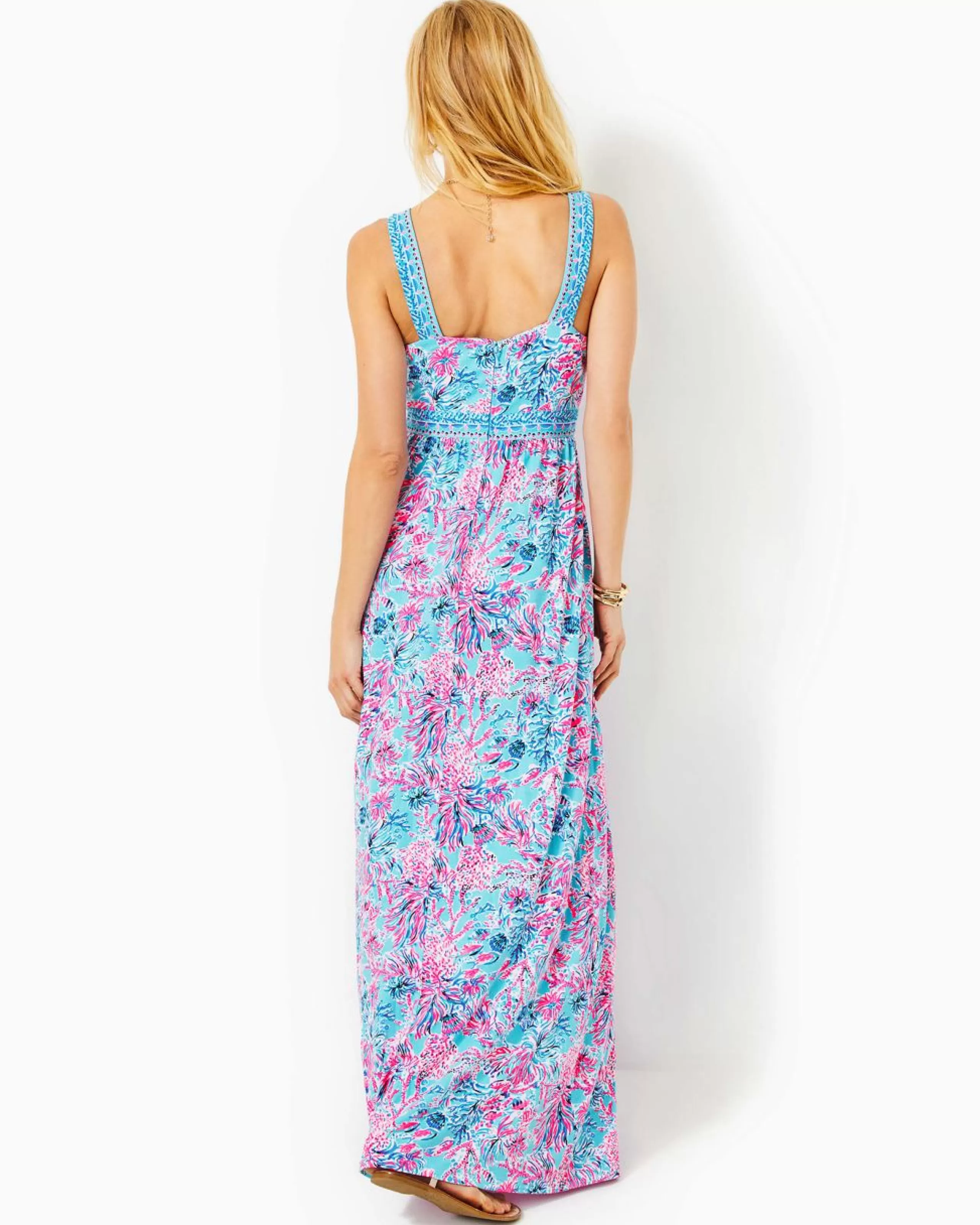 Online Lilly Pulitzer Serena V-Neck Maxi Dress Celestial Blue Seek And Sea Engineered Maxi