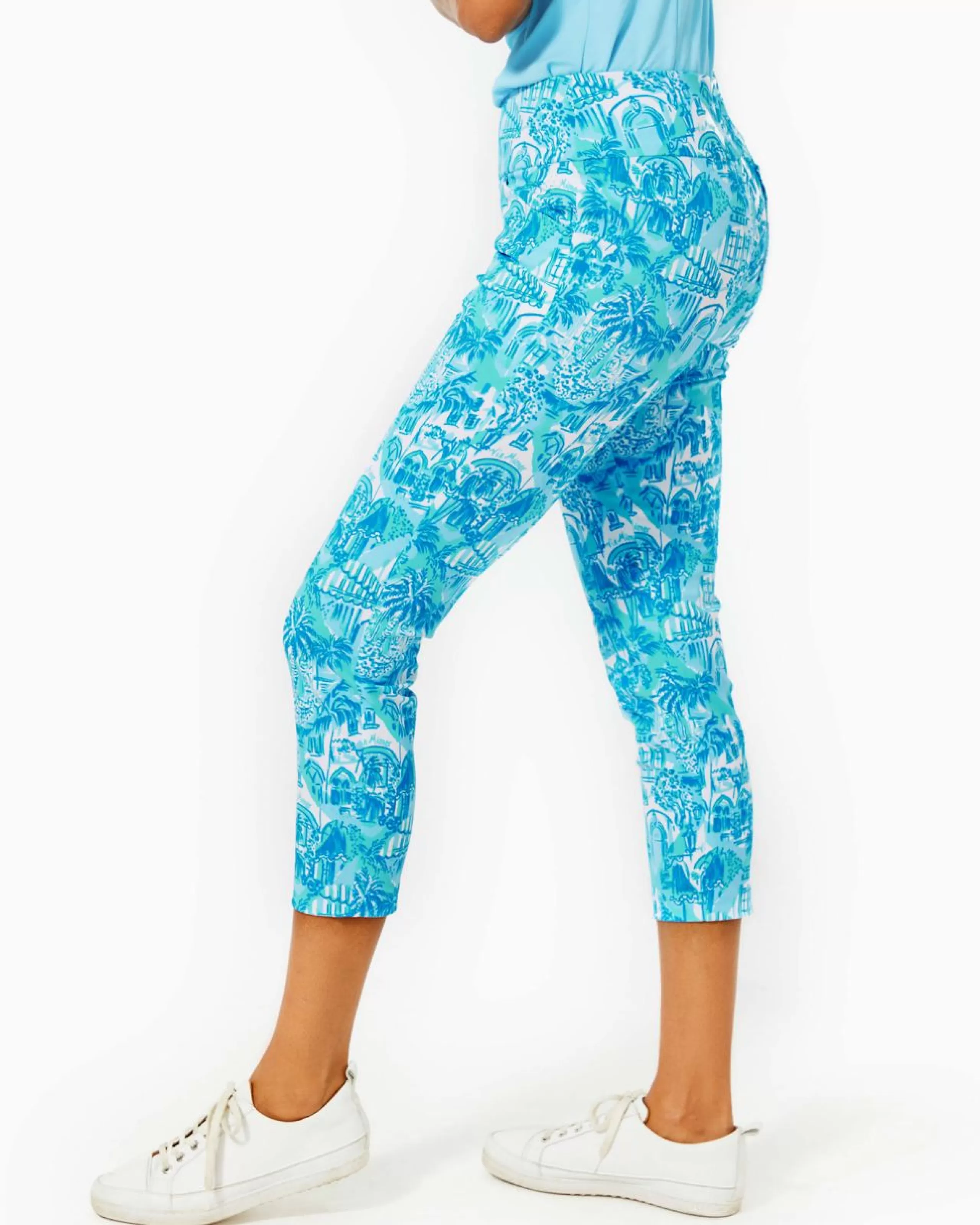 Store Lilly Pulitzer Upf 50+ Luxletic 25" Corso Crop Pant Amalfi Blue Sunny State Of Mind Golf