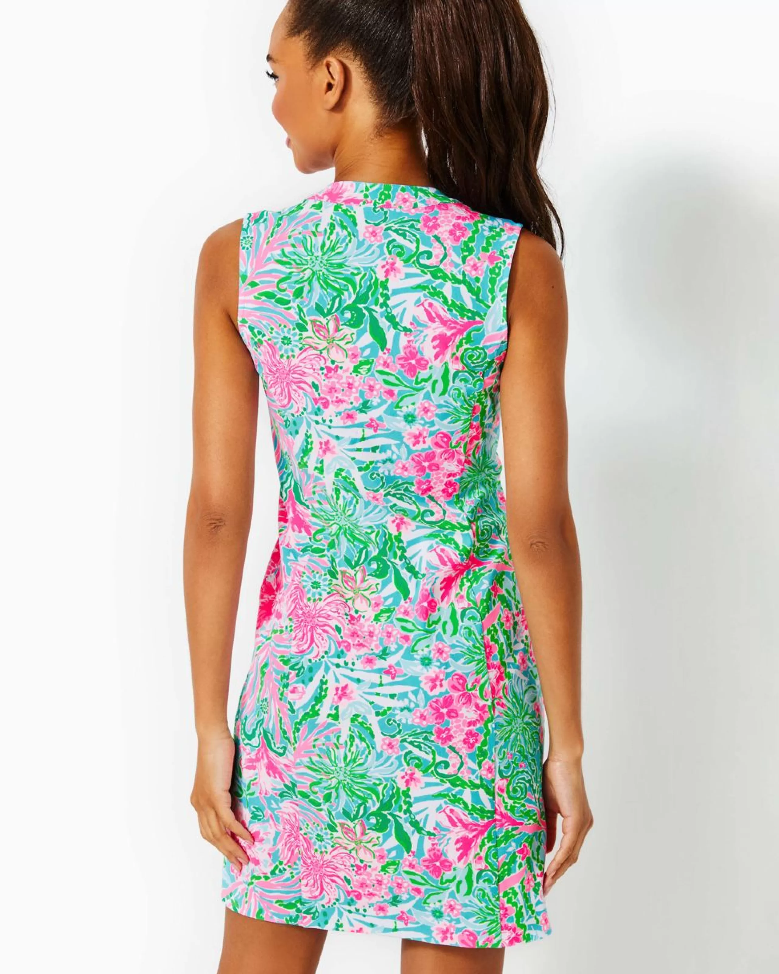 Hot Lilly Pulitzer Upf 50+ Luxletic Courtney Shift Dress Amalfi Blue Leaf It Wild Engineered Golf