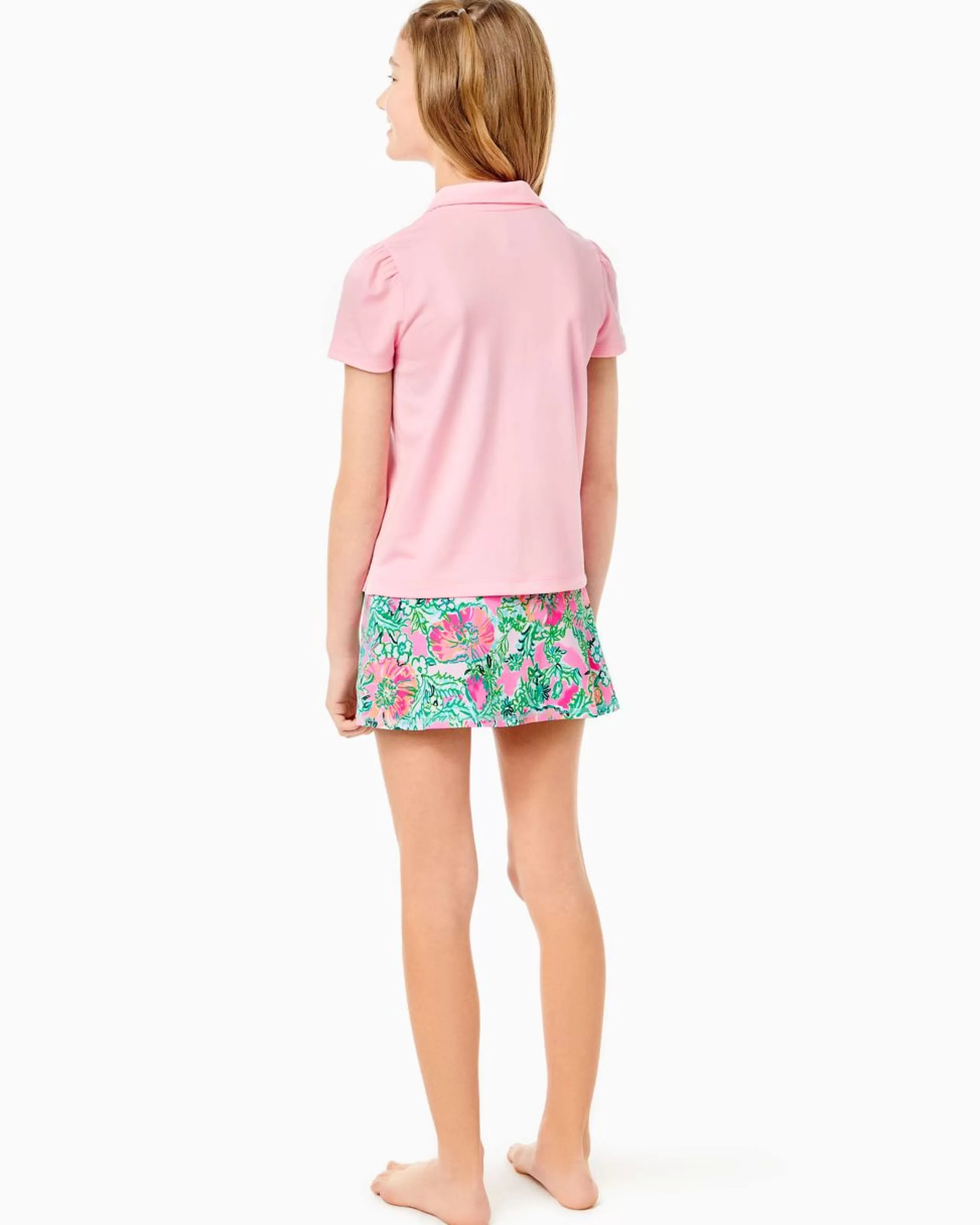 Hot Lilly Pulitzer Upf 50+ Luxletic Girls Mini Frida Polo Pink Blossom