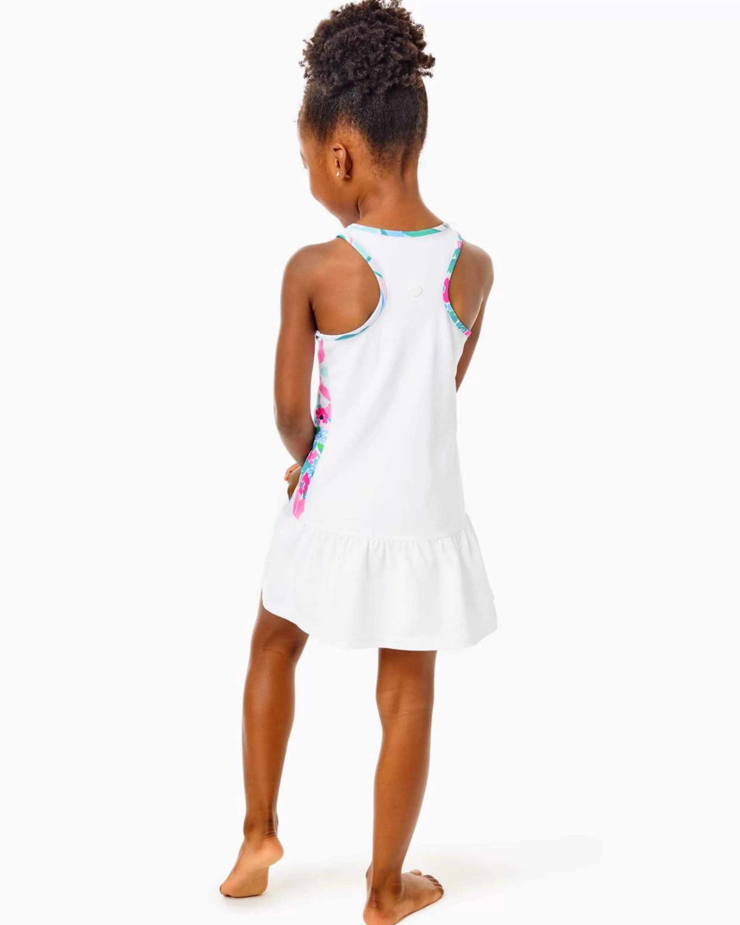 New Lilly Pulitzer Upf 50+ Luxletic Girls Mini Mixed Doubles Dress Resort White