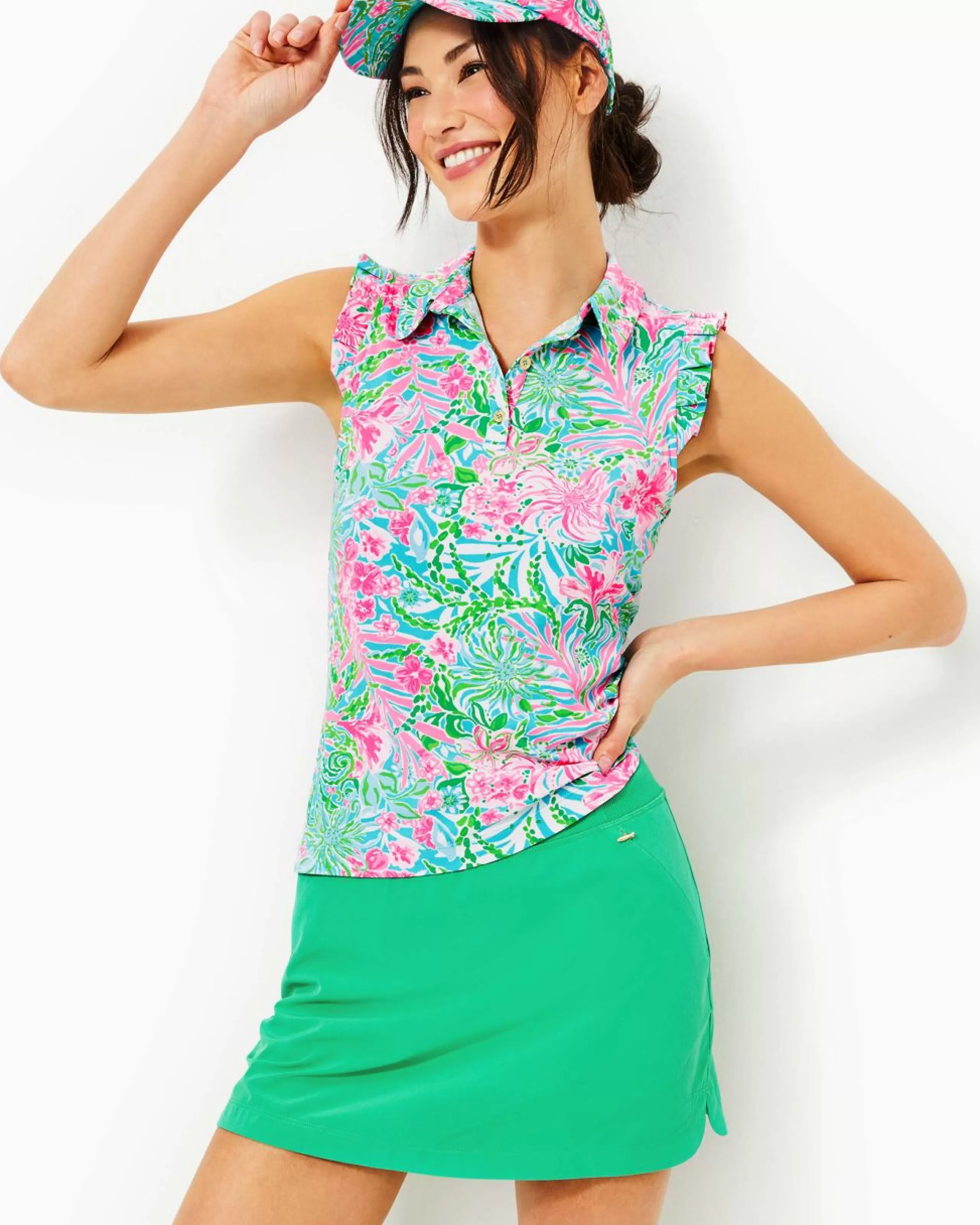 Clearance Lilly Pulitzer Upf 50+ Luxletic Run Around Skort Botanical Green