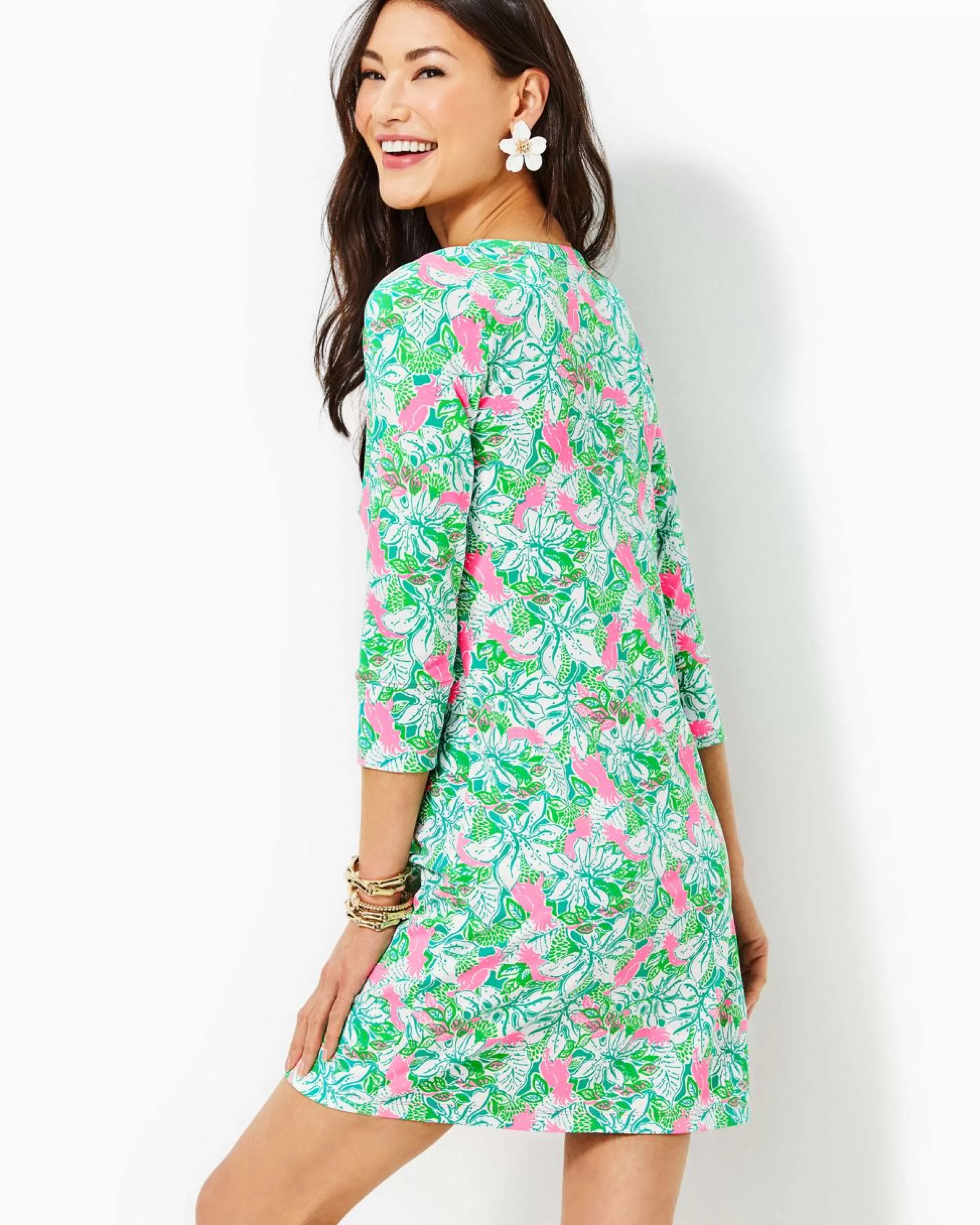 Best Sale Lilly Pulitzer Upf 50+ Nadine Chillylilly Dress Botanical Green Just Wing It Engineered Chillylilly