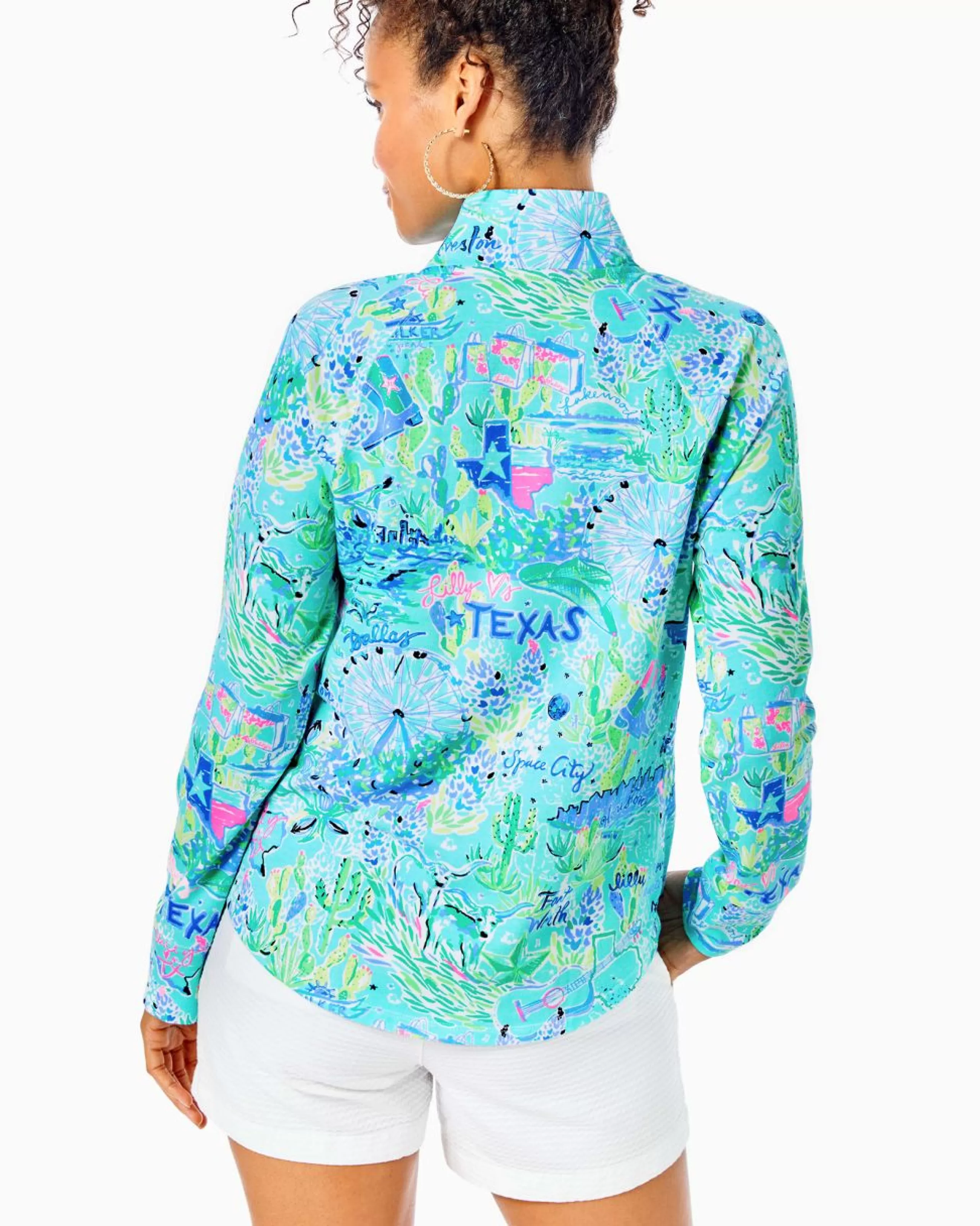 Best Sale Lilly Pulitzer Upf 50+ Skipper Popover Bayside Blue Lilly Loves Texas