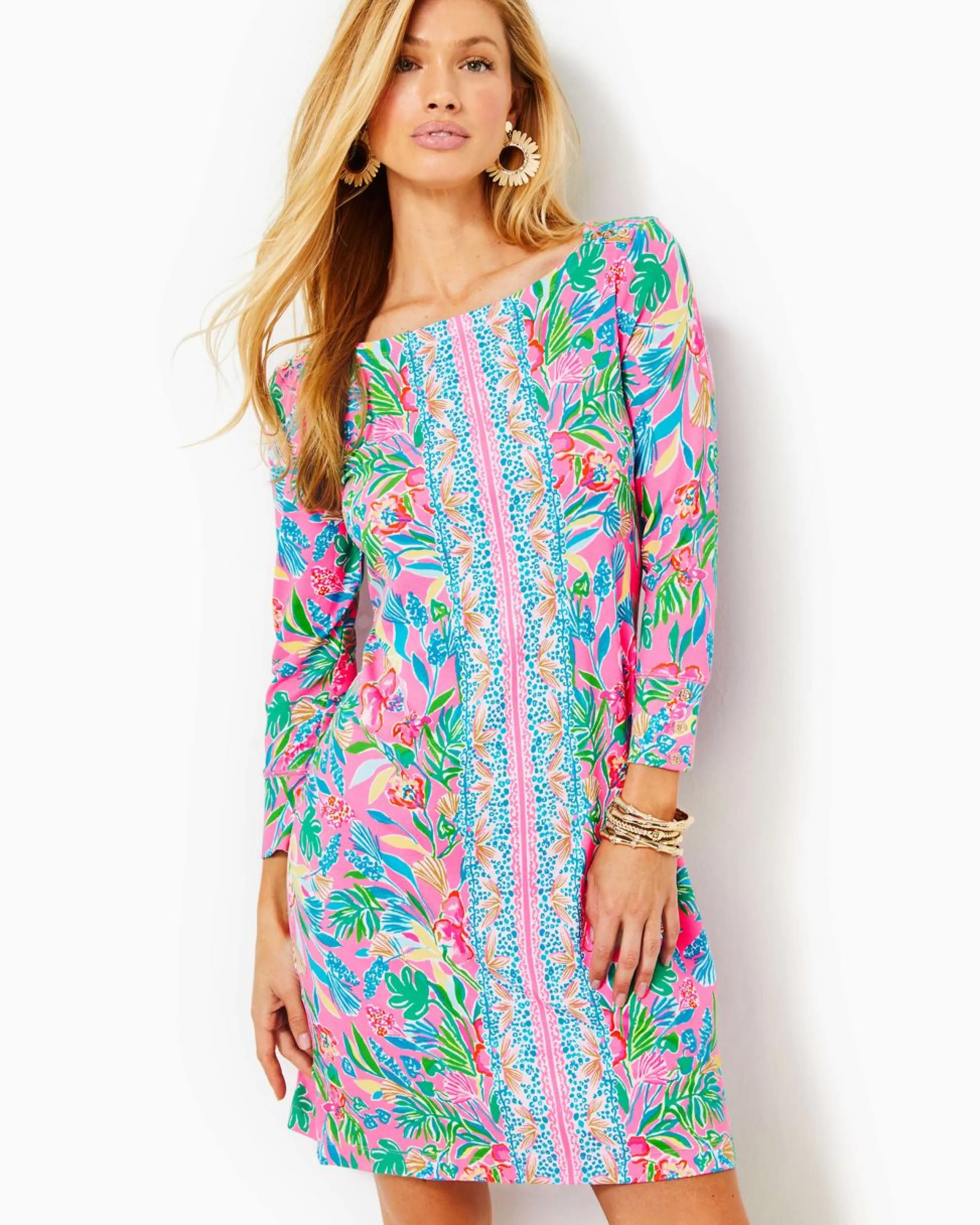 Store Lilly Pulitzer Upf 50+ Sophie Dress Havana Pink Casa Jaguar Engineered Dress